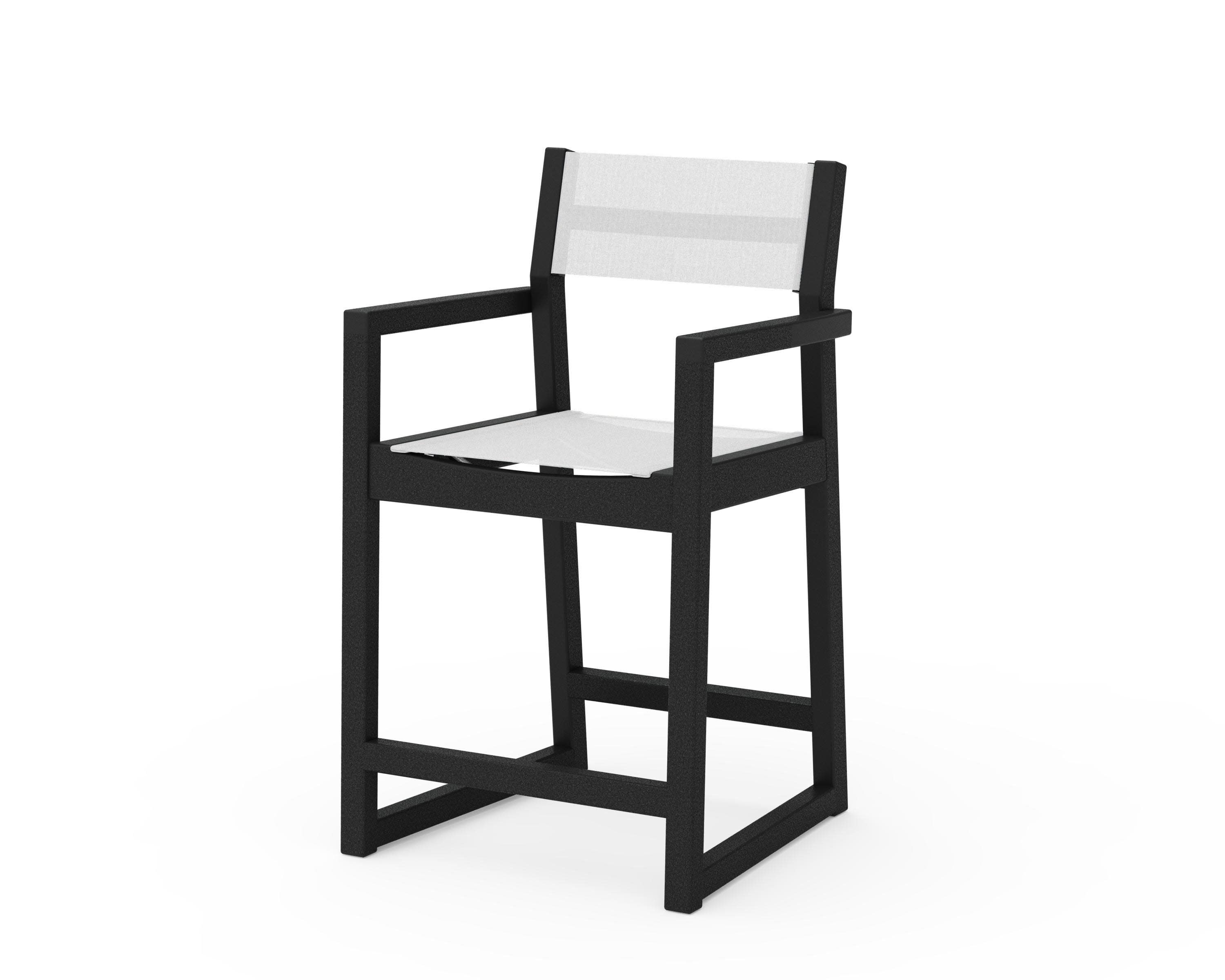 EDGE Sling Counter Arm Chair in Black / White Sling