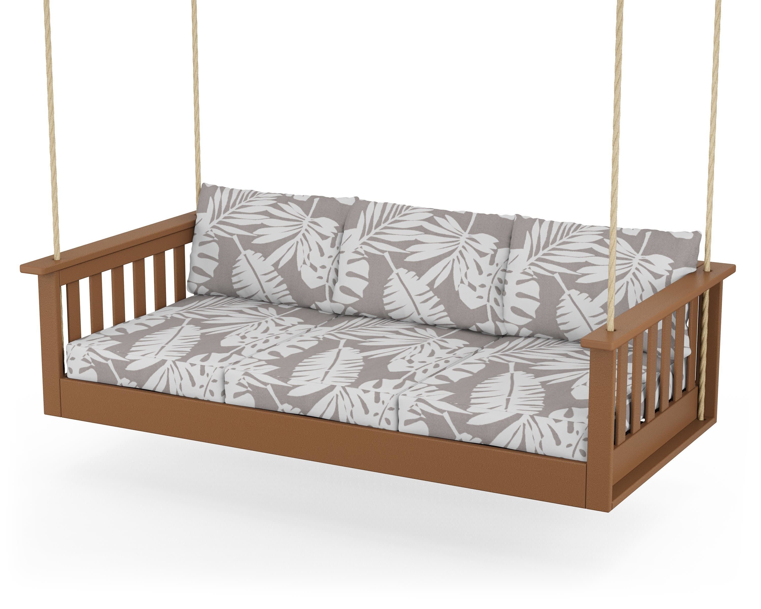 Vineyard Daybed Swing in Teak / Leaf Grey Mist