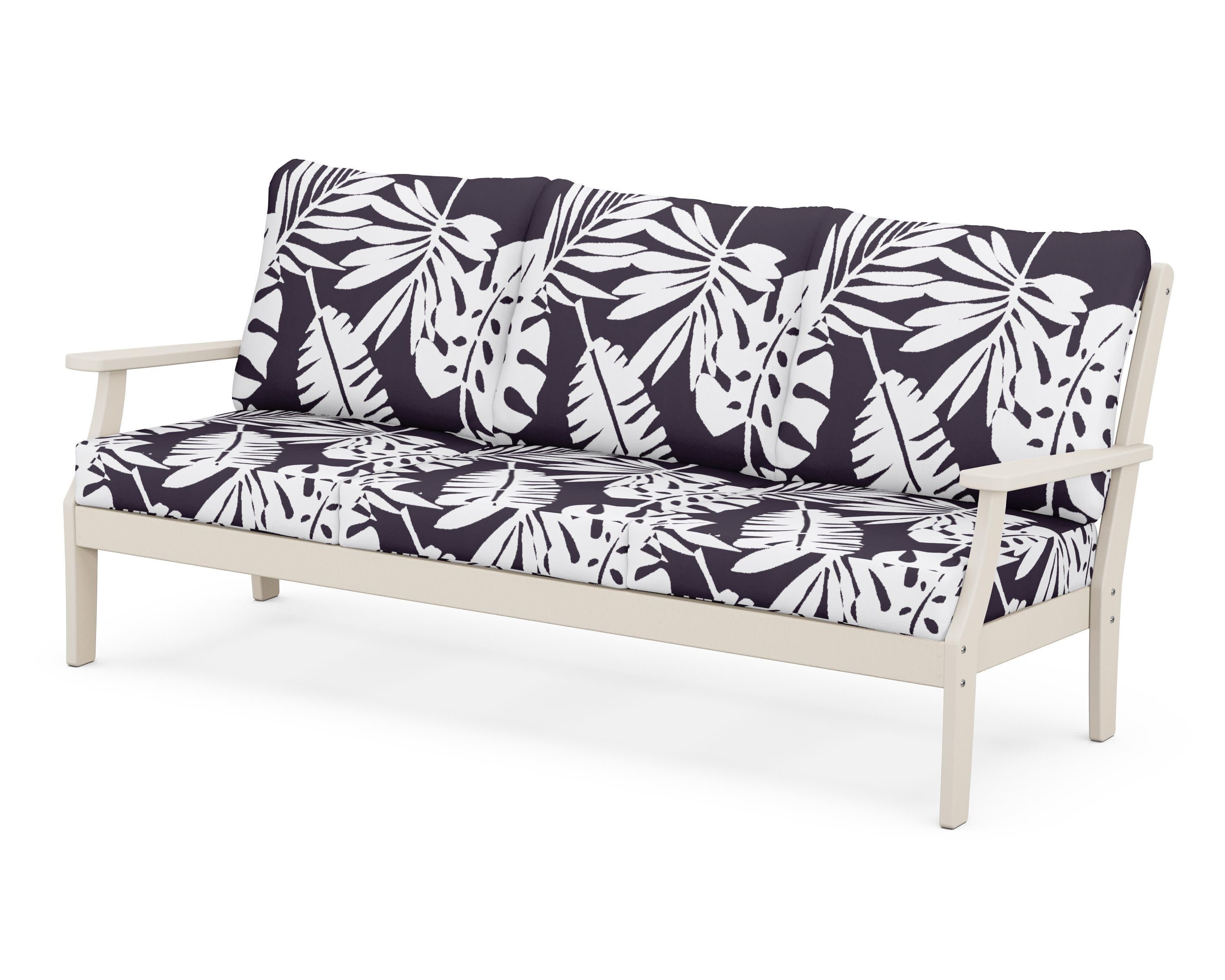 Braxton Deep Seating Sofa in Sand / Leaf Navy