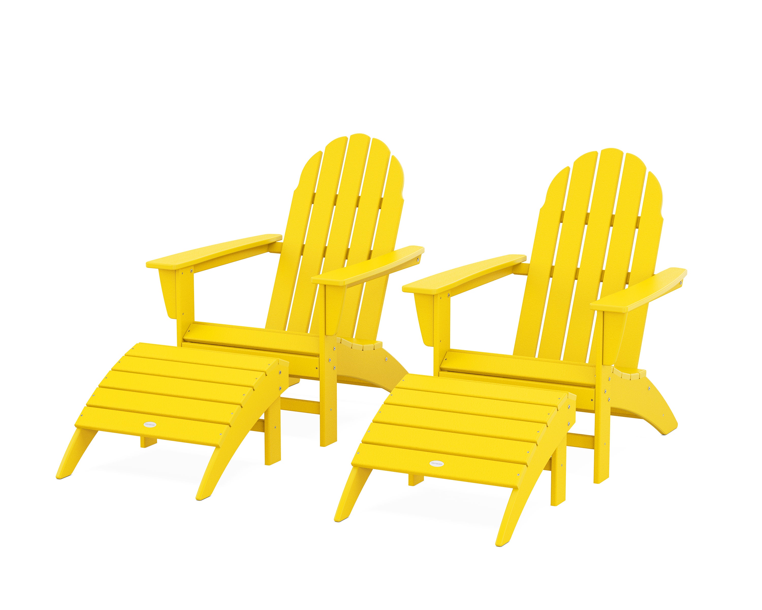 Vineyard Adirondack Chair 4-Piece Set with Ottomans in Lemon