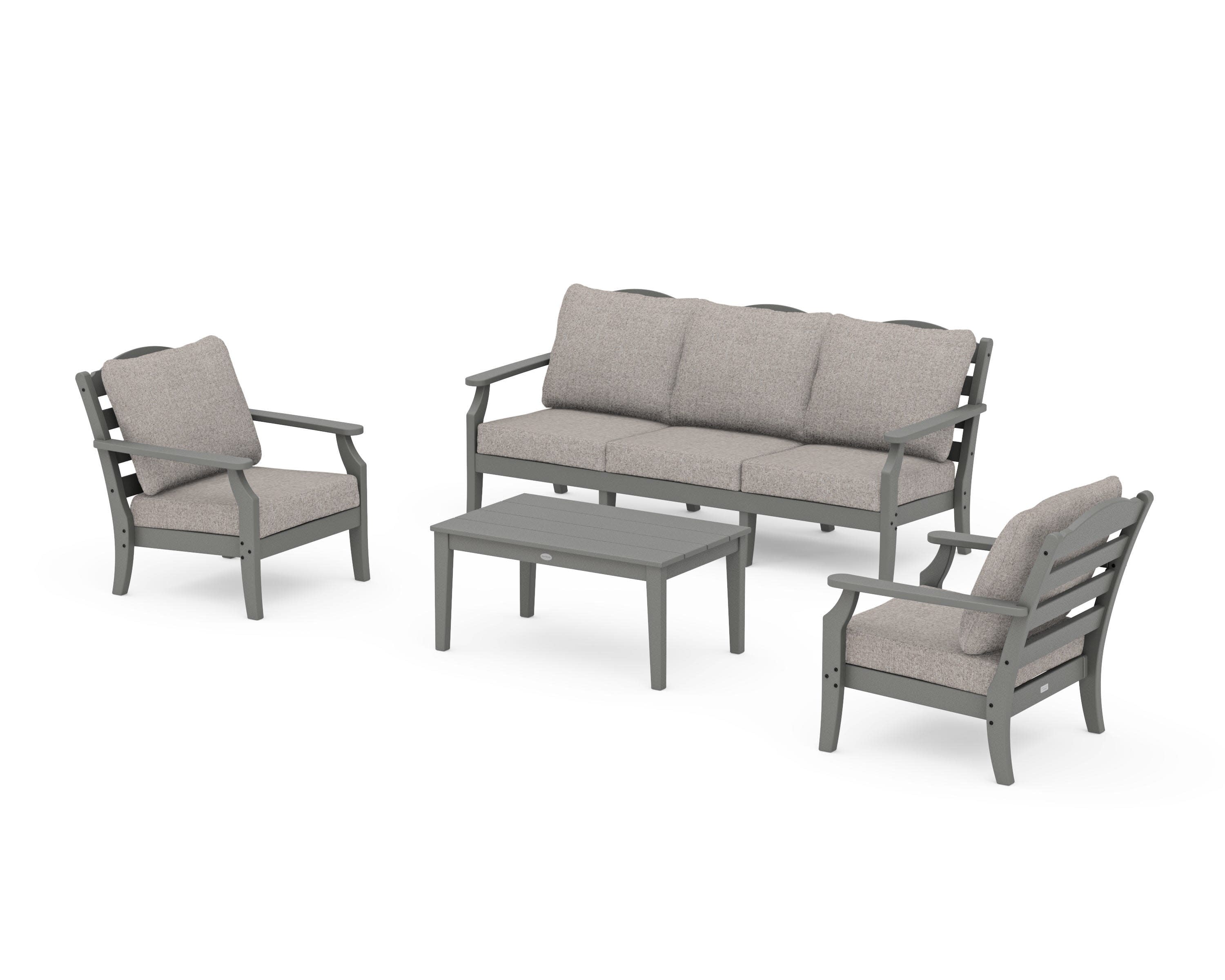 Savannah 4-Piece Deep Seating Set with Sofa in Slate Grey / Weathered Tweed