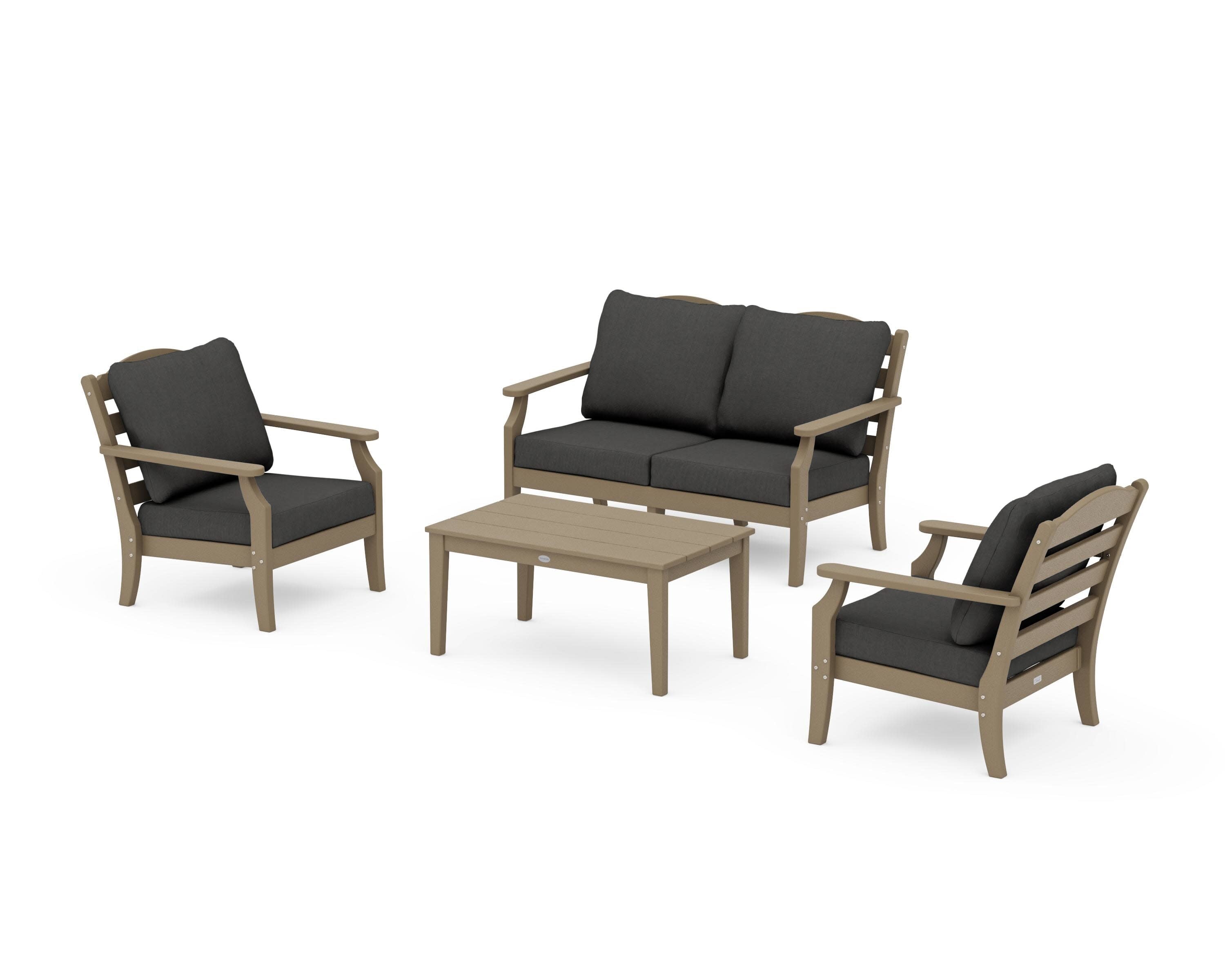 Savannah 4-Piece Deep Seating Set with Loveseat in Vintage Sahara / Spectrum Carbon