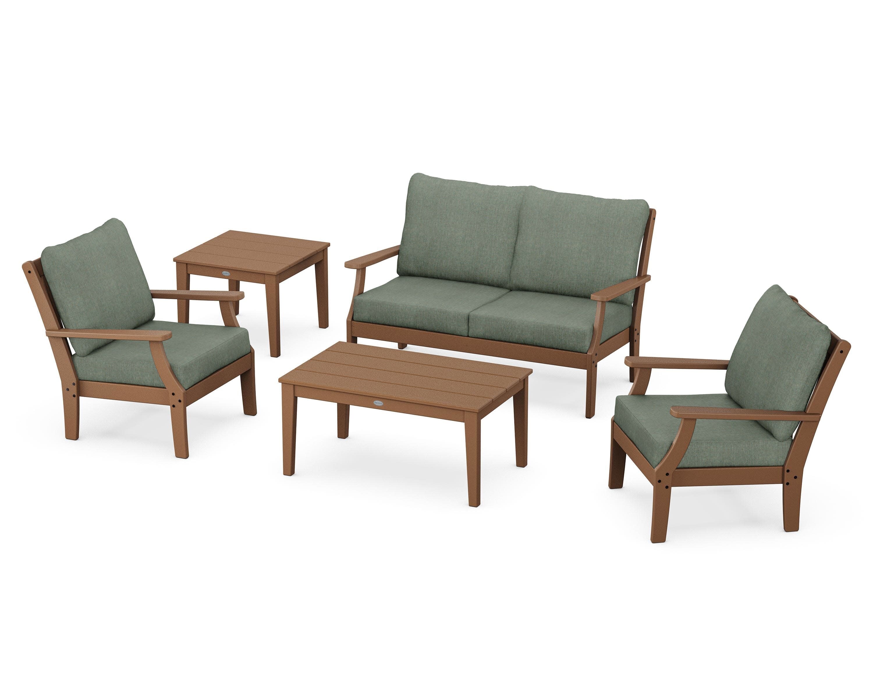 Braxton 5-Piece Deep Seating Set in Teak / Cast Sage