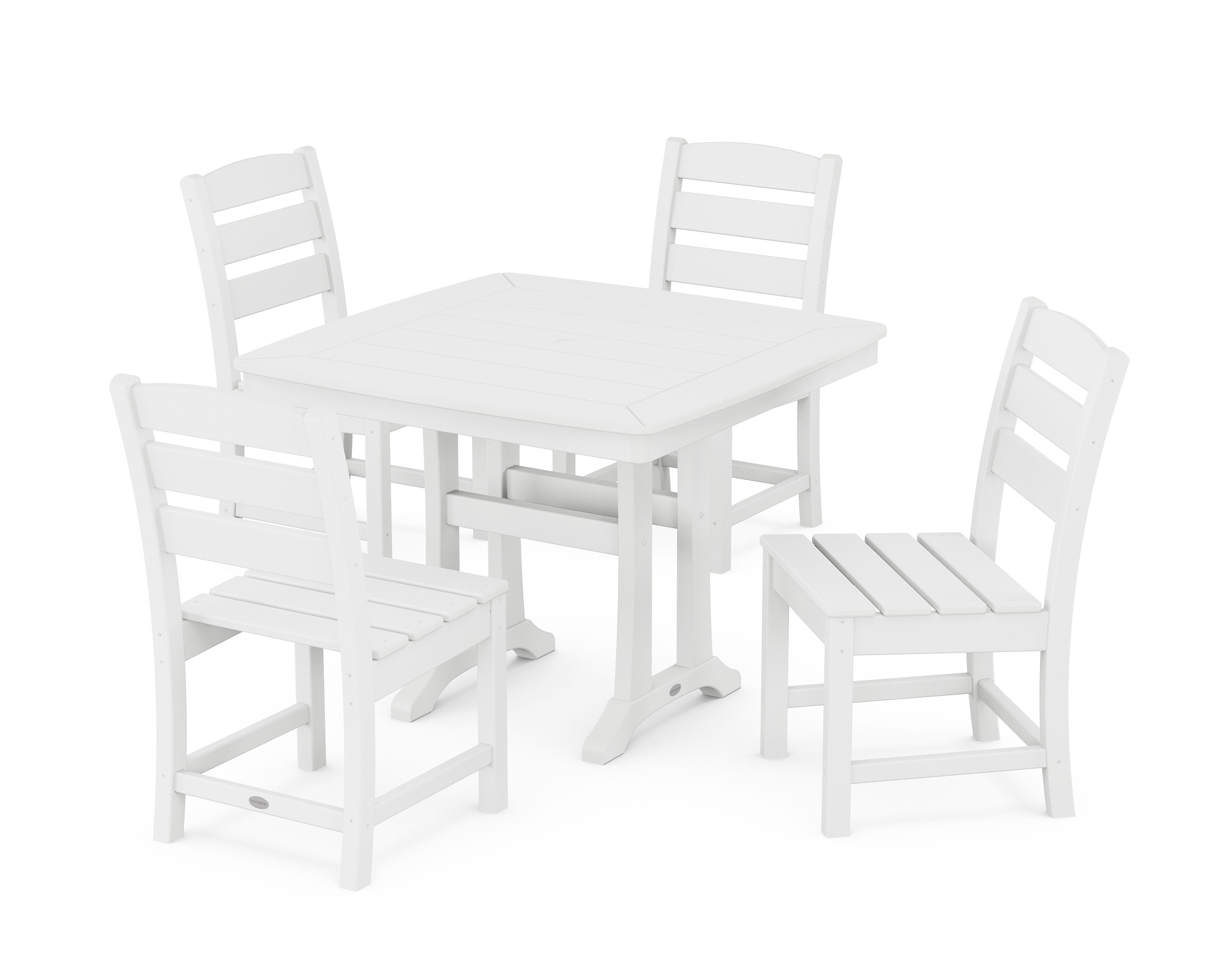Lakeside Side Chair 5-Piece Dining Set with Trestle Legs in White