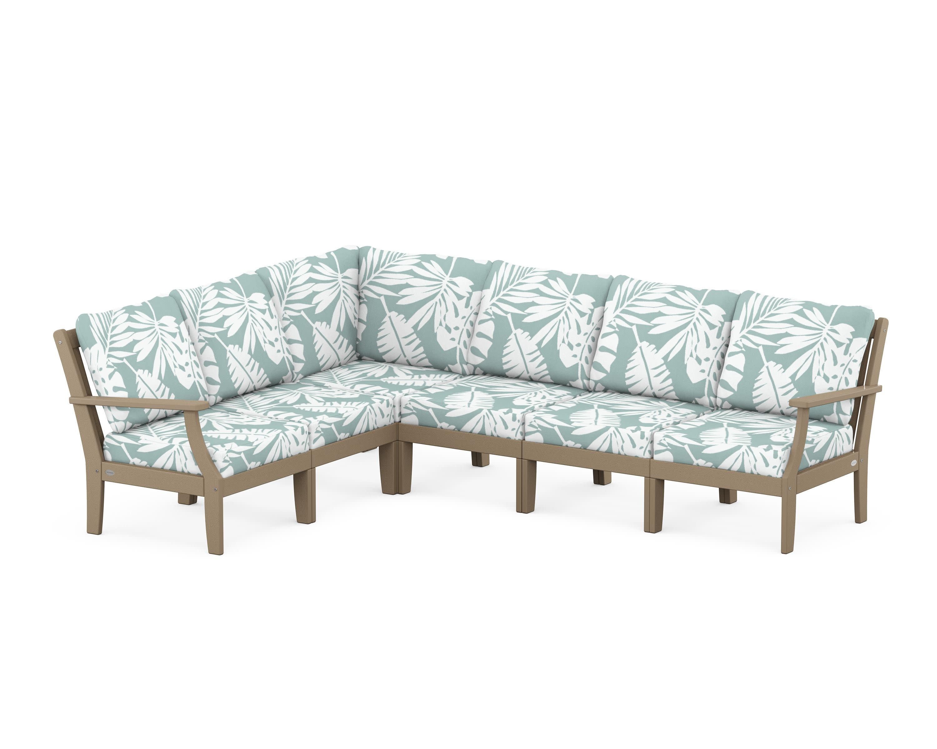 Braxton Modular 6-Piece Deep Seating Set in Vintage Sahara / Leaf Glacier Spa