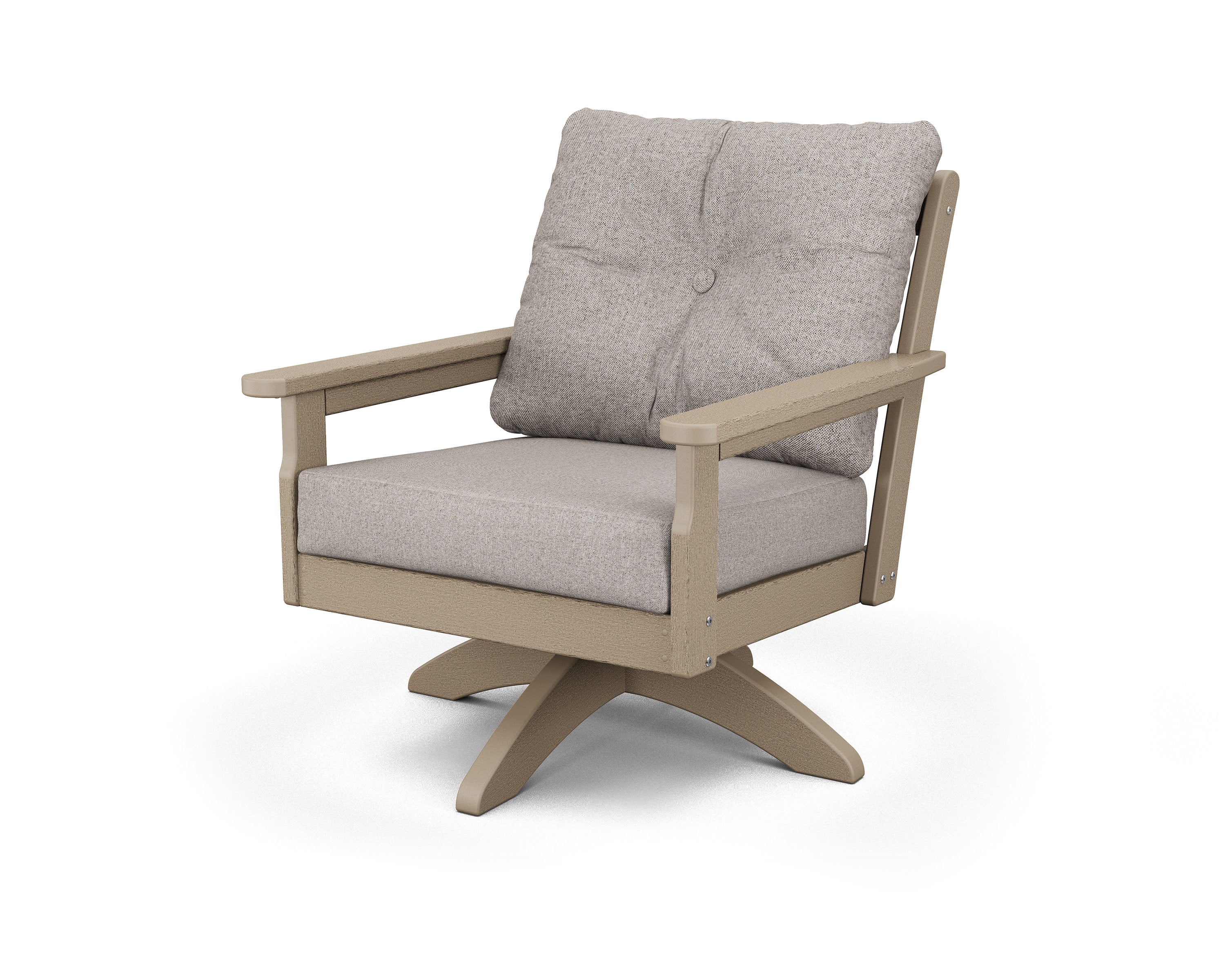 Vineyard Deep Seating Swivel Chair in Vintage Sahara / Weathered Tweed