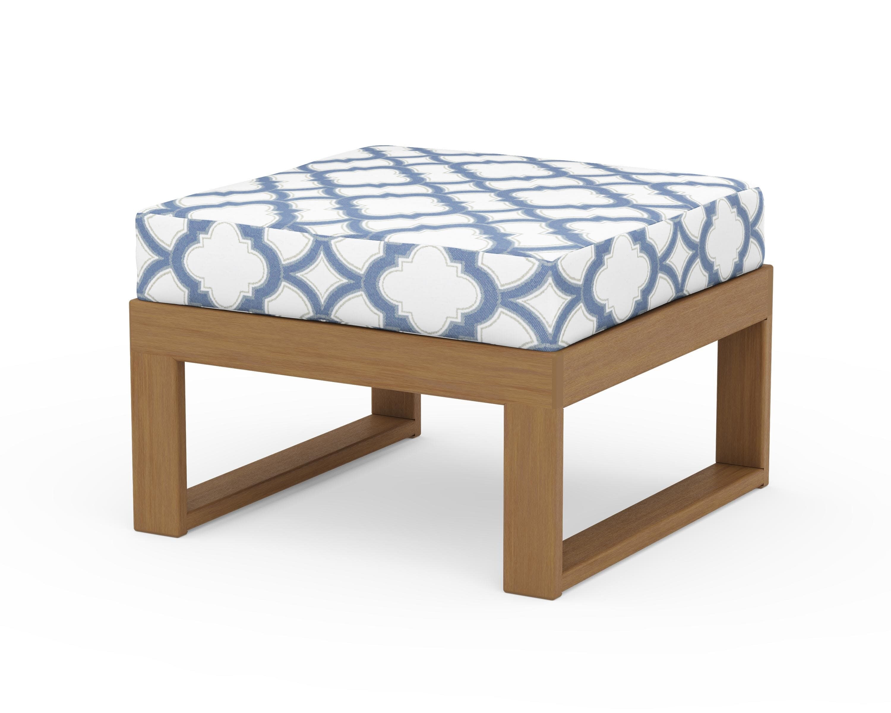 Modular Ottoman - Modern in Natural / Trellis Sky Blue