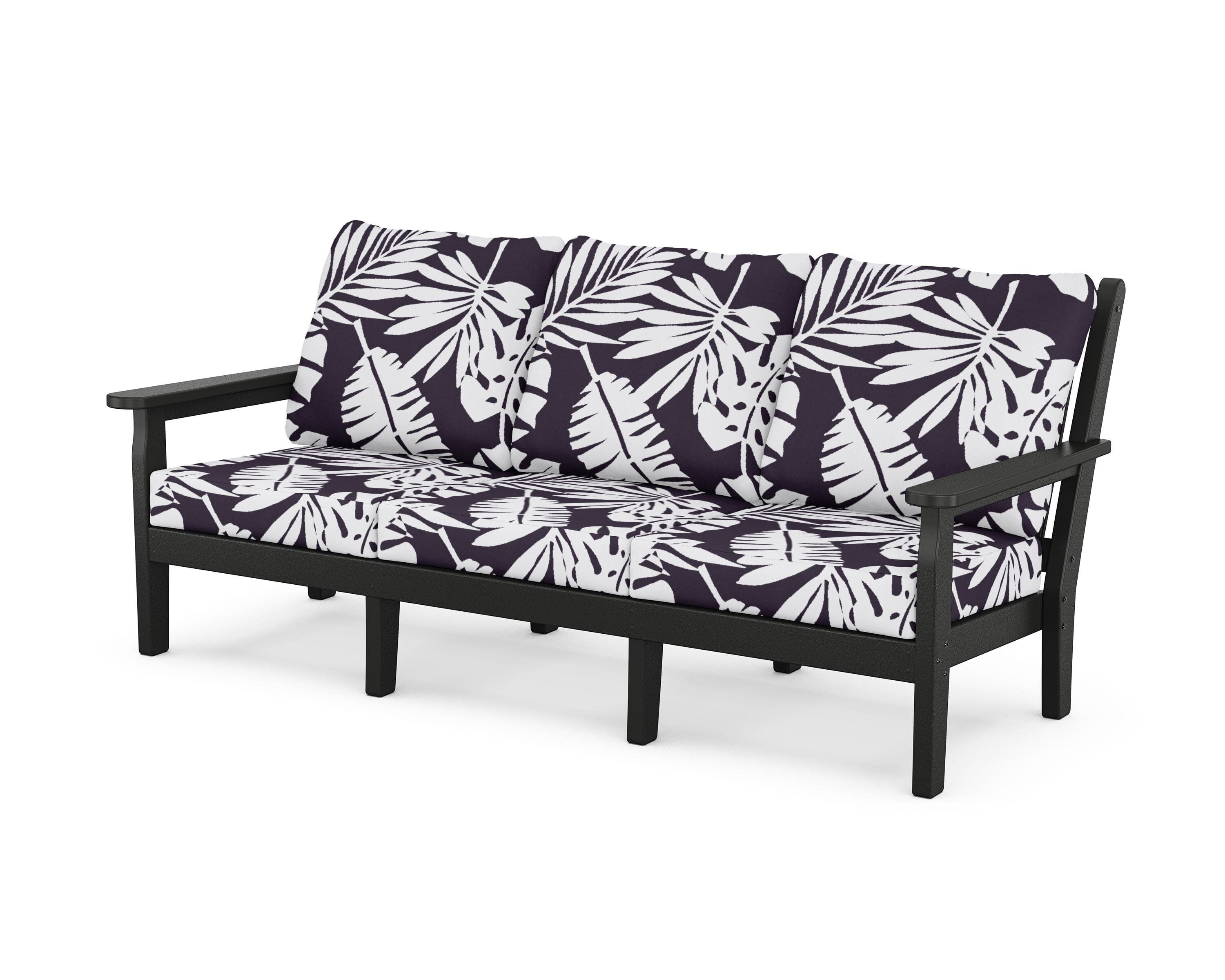 Chippendale Deep Seating Sofa in Black / Leaf Navy