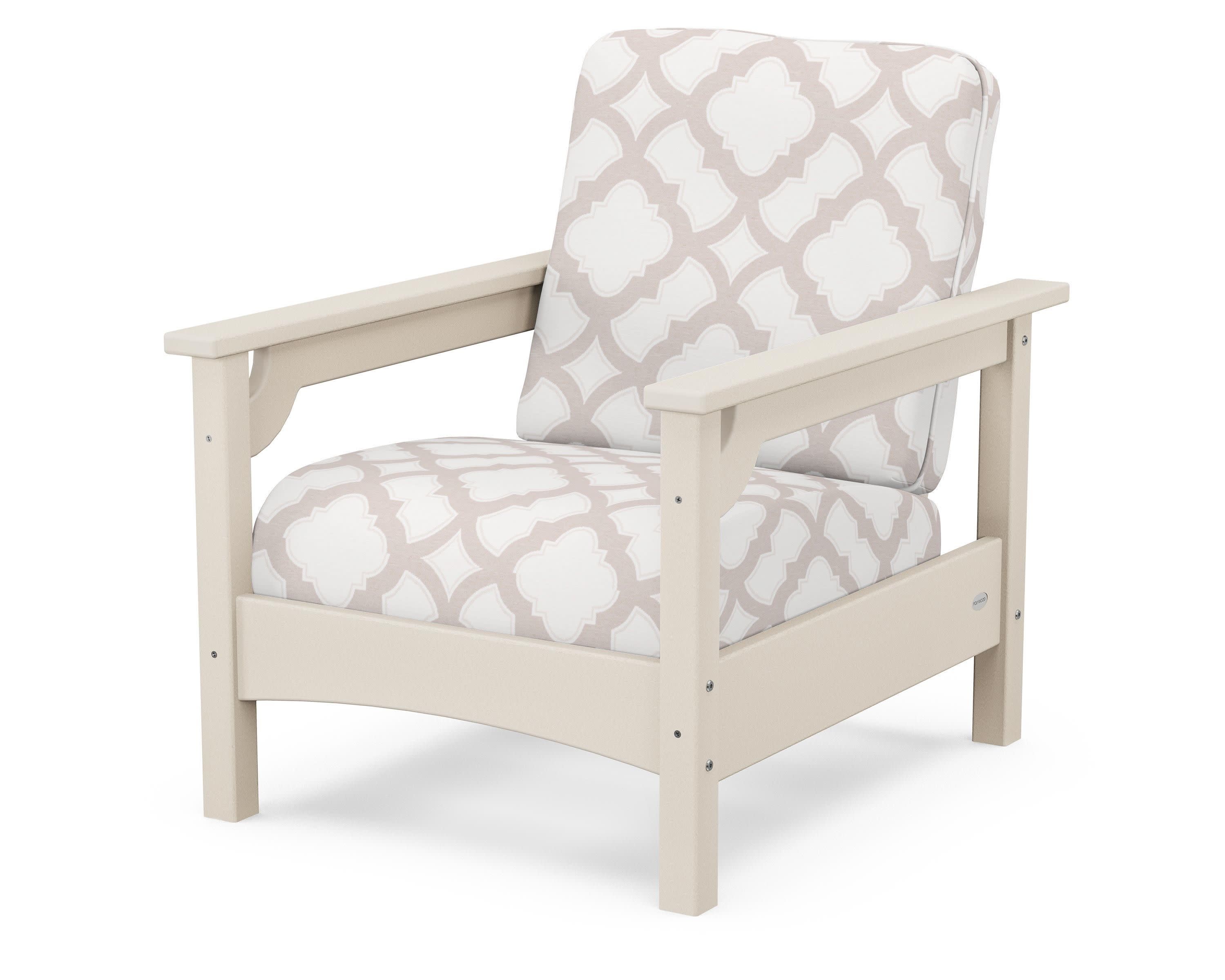 Club Chair in Sand / Trellis Dune Burlap