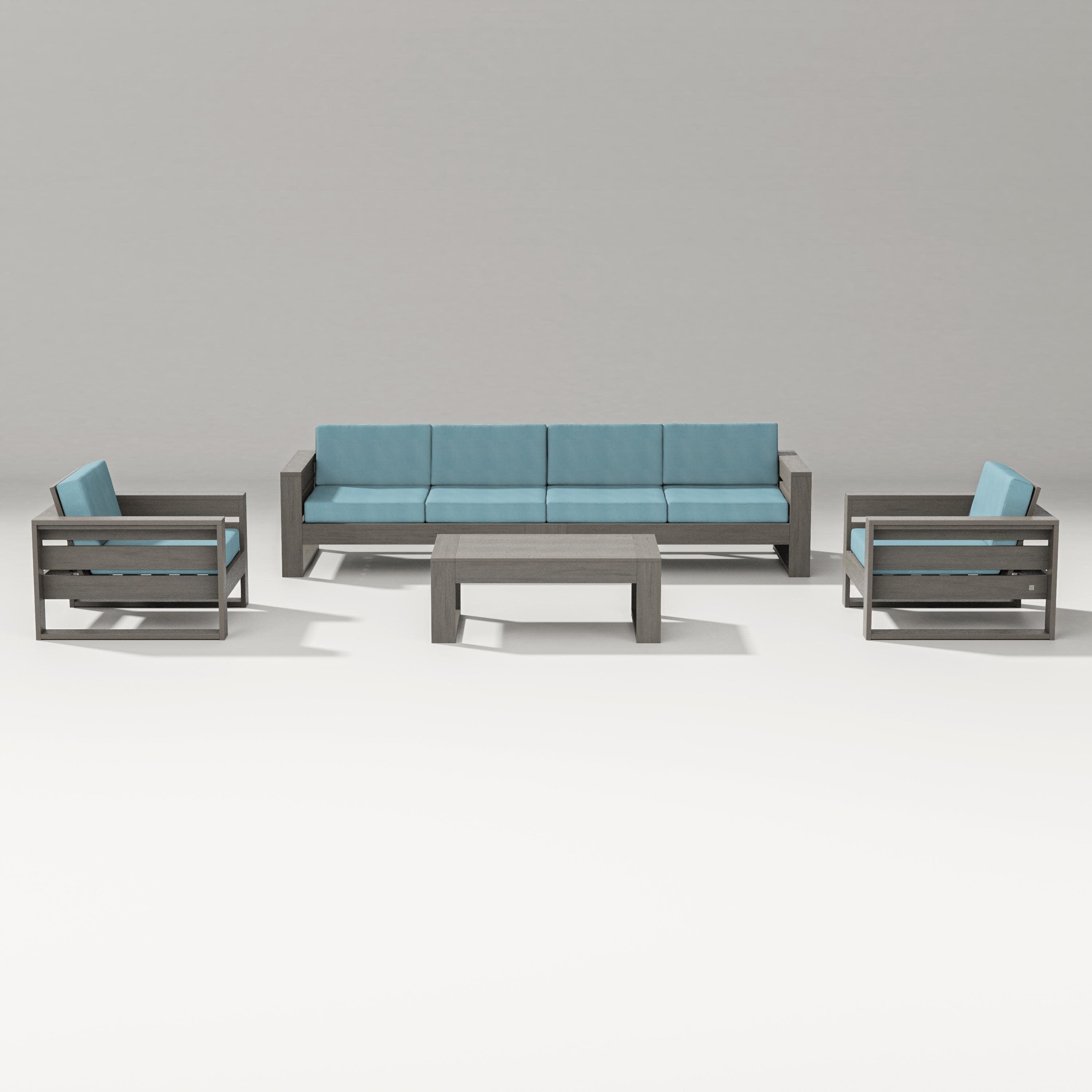 Latitude 5-Piece Lounge Sofa Set in Driftwood / Lattice Sky Blue