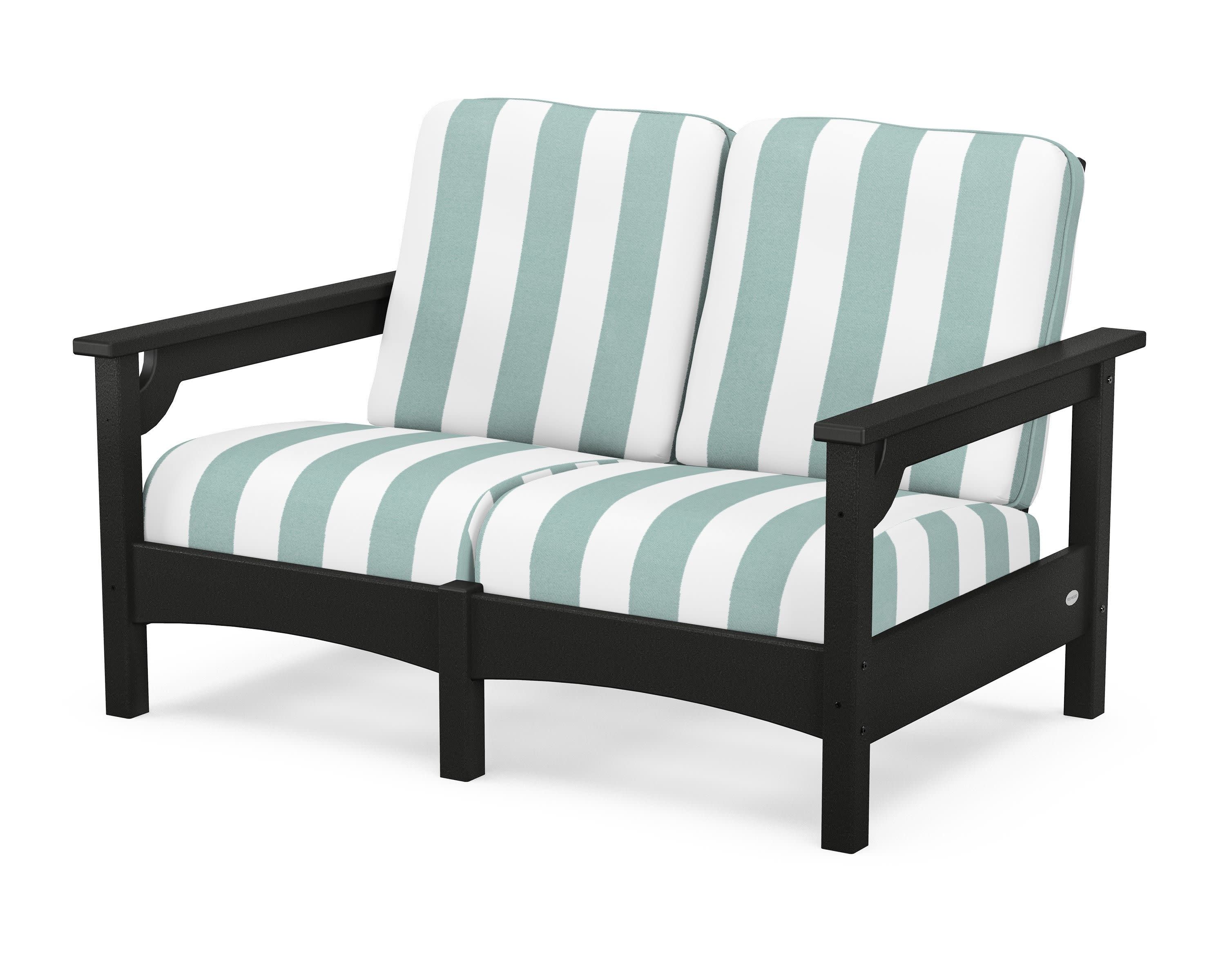 Club Loveseat in Black / Cabana Stripe Glacier Spa