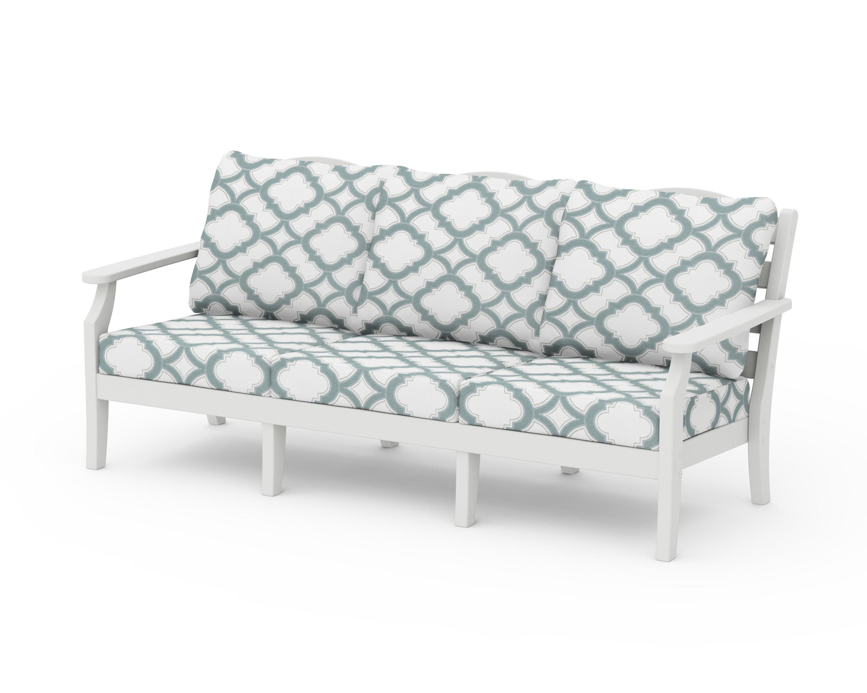Savannah Deep Seating Sofa in Vintage White / Trellis Glacier Spa