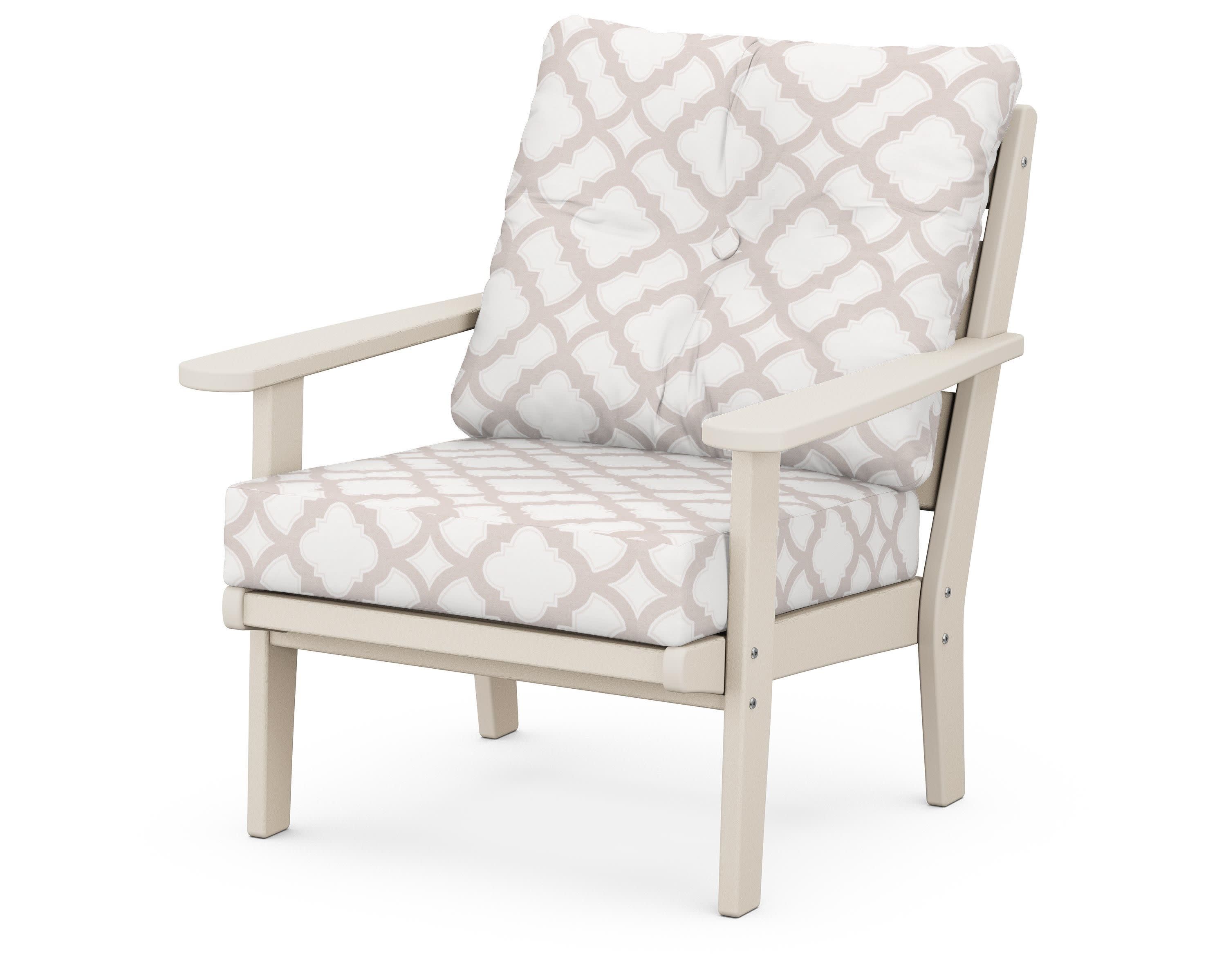 Lakeside Deep Seating Chair in Sand / Trellis Dune Burlap