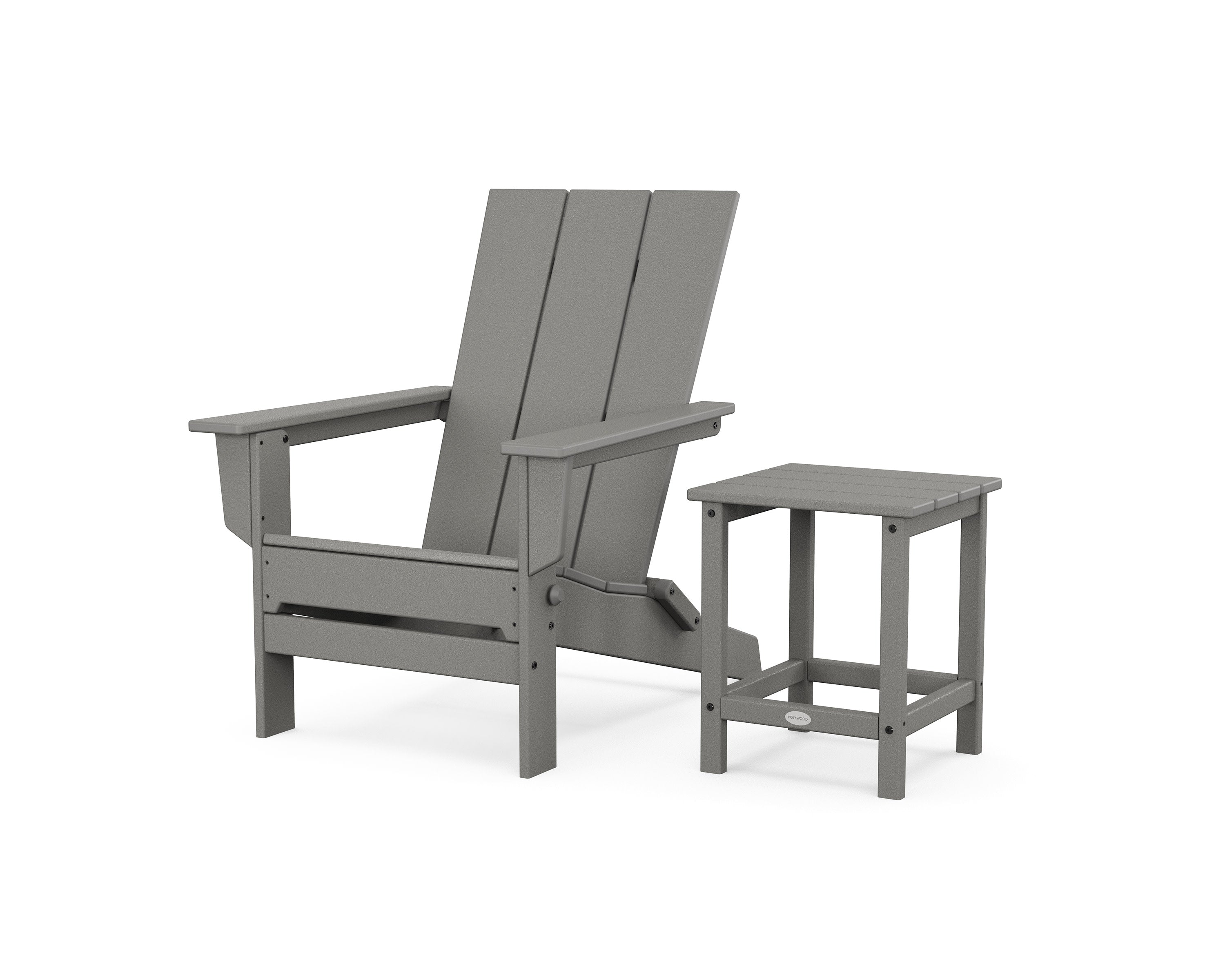 Modern Studio Folding Adirondack Chair with Side Table in Slate Grey