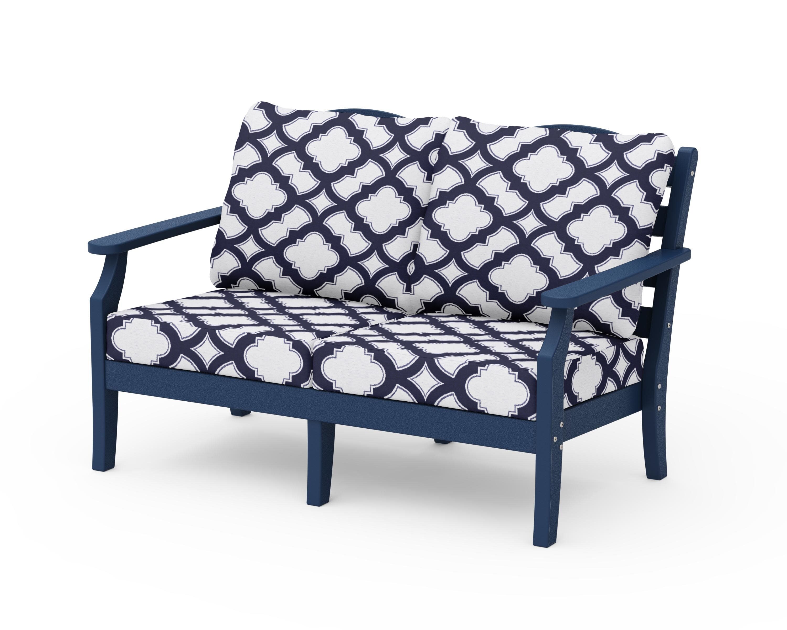 Savannah Deep Seating Loveseat in Navy / Trellis Navy
