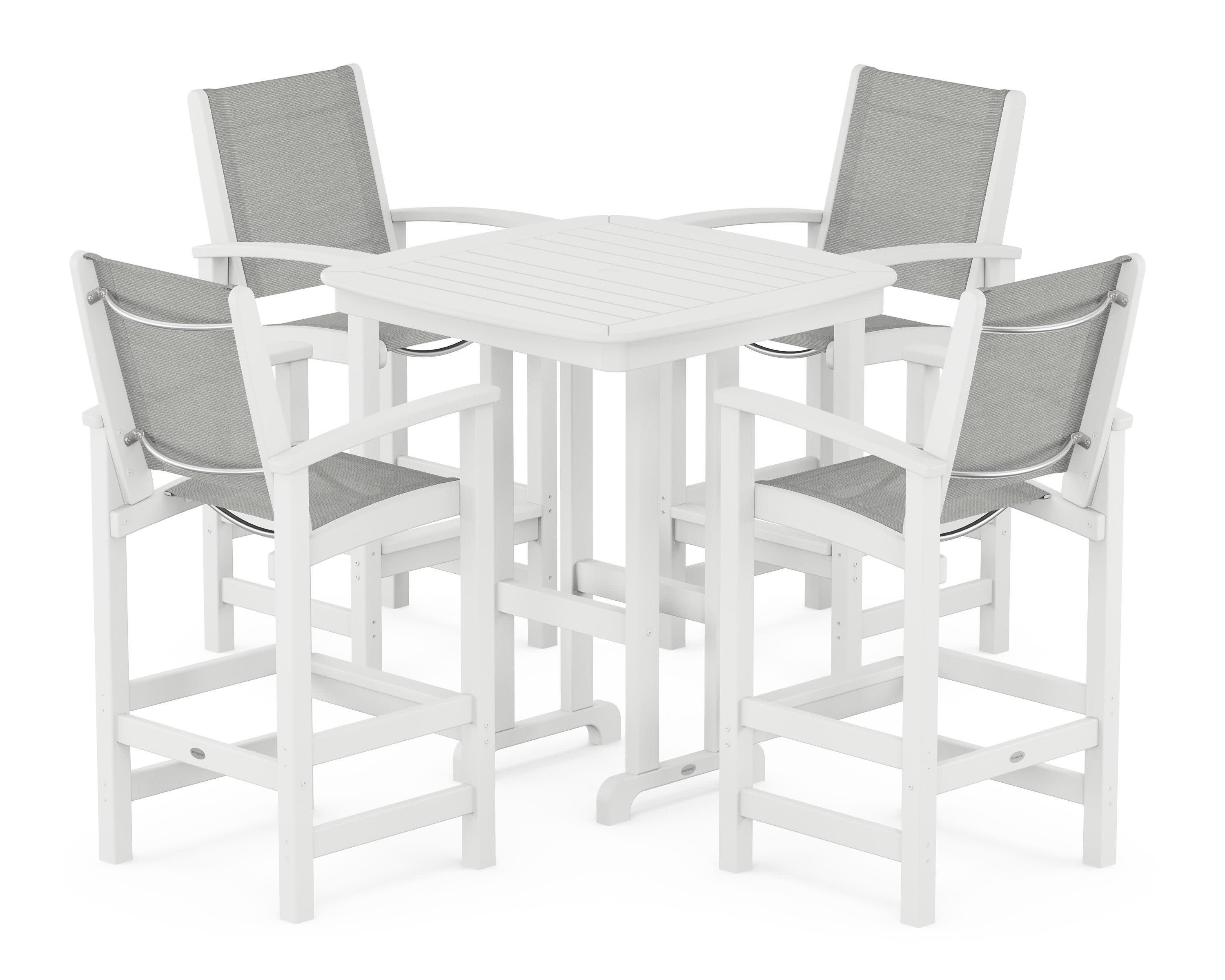 Coastal 5-Piece Bar Set in White / Metallic Sling