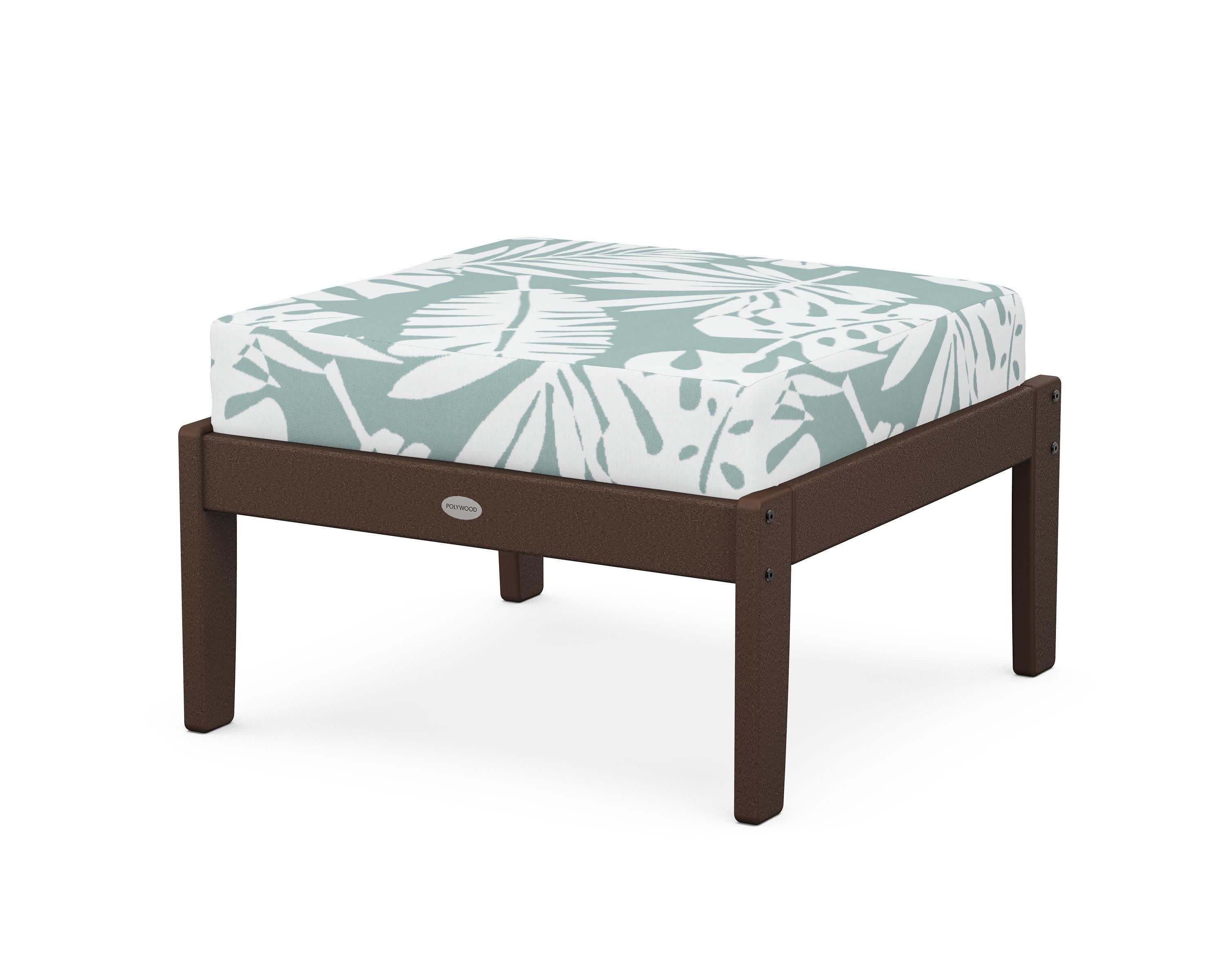Braxton Deep Seating Ottoman in Mahogany / Leaf Glacier Spa