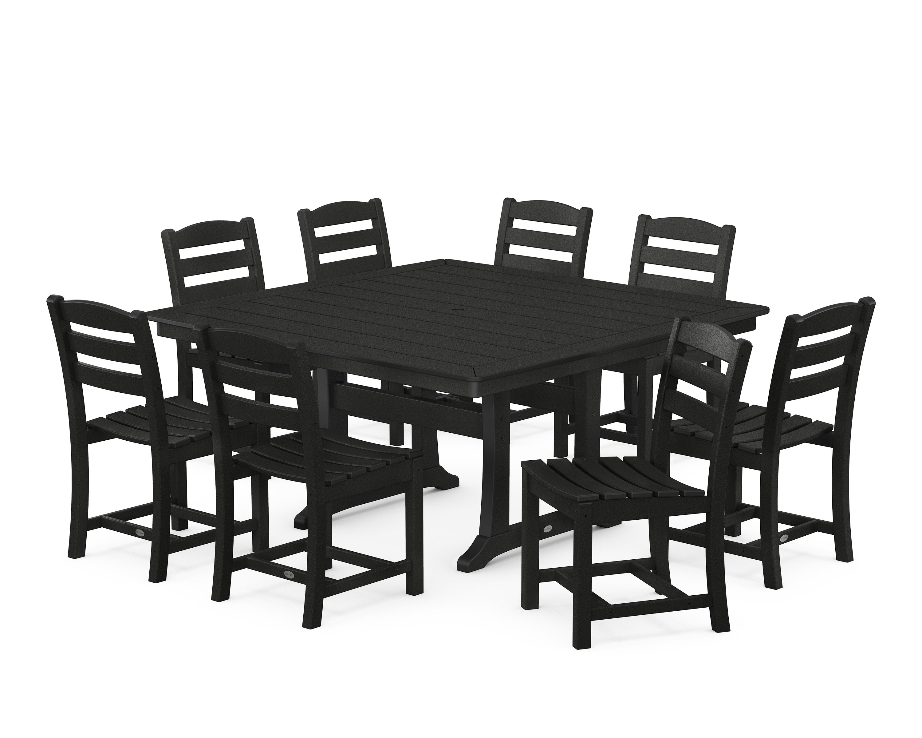 La Casa Caf 9-Piece Nautical Trestle Dining Set in Black