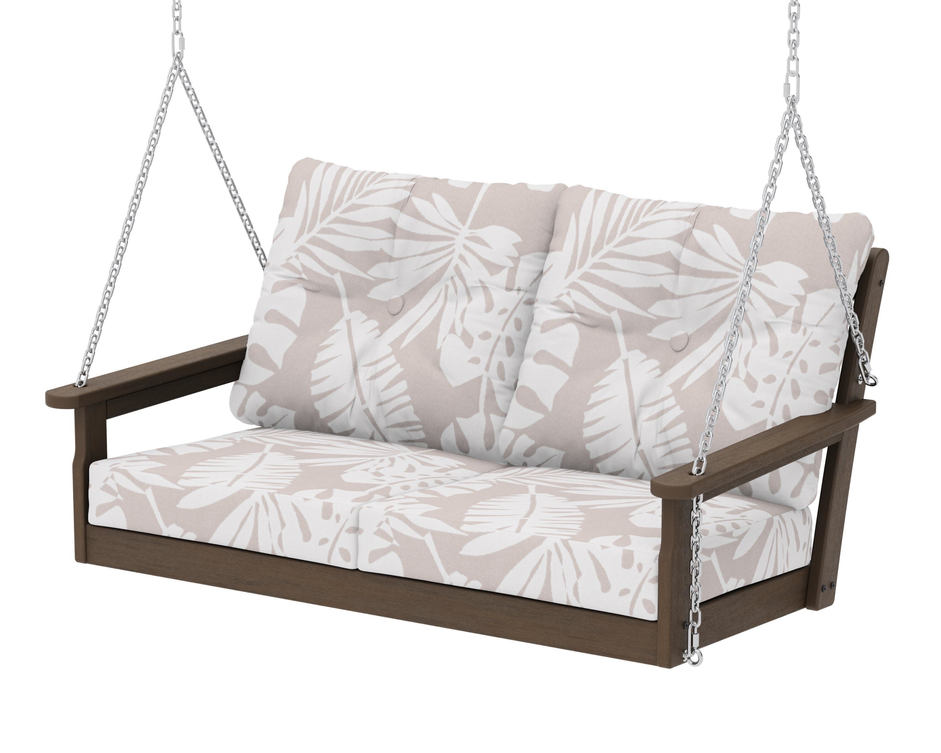 Vineyard Deep Seating Swing in Kona / Leaf Dune Burlap