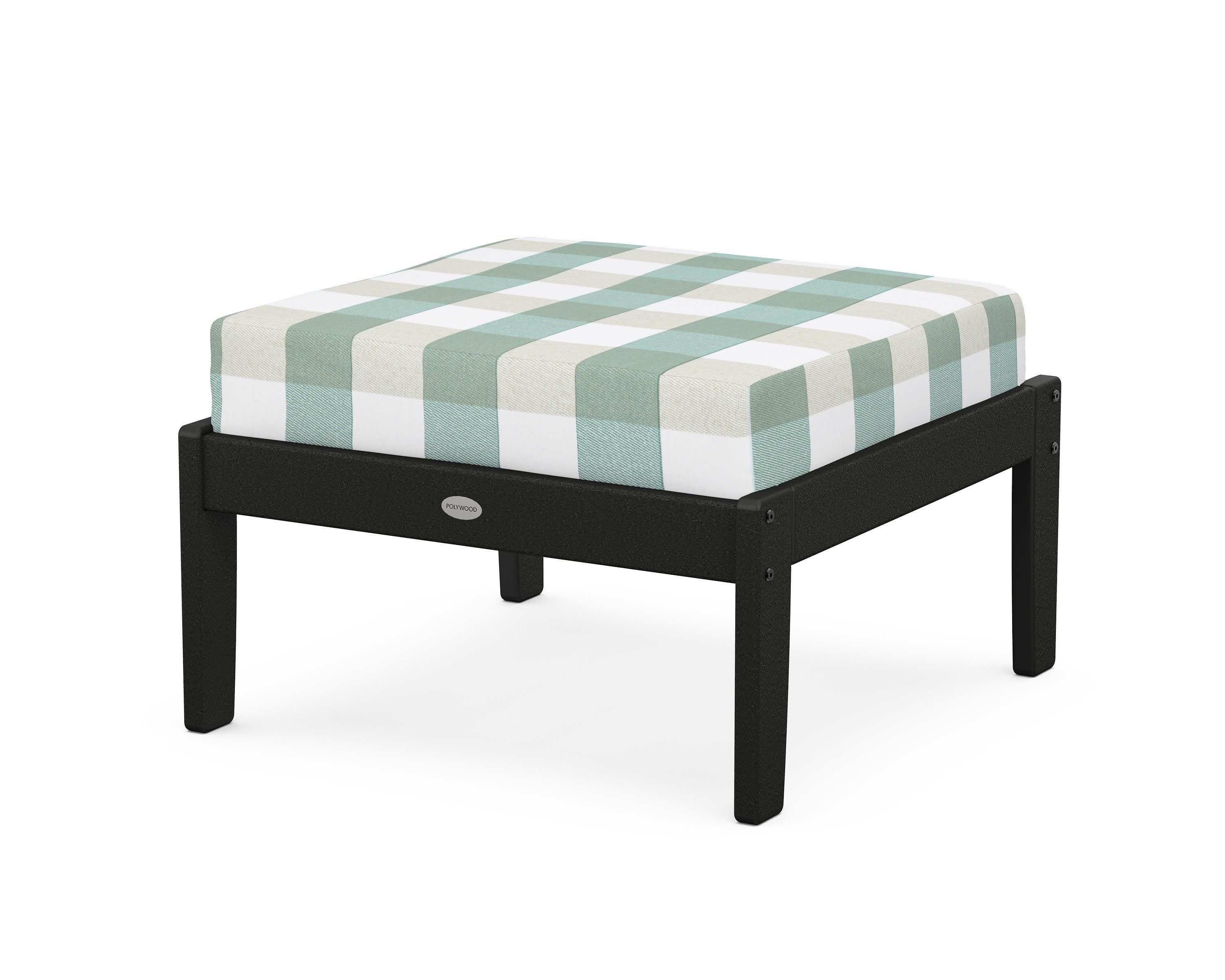 Braxton Deep Seating Ottoman in Black / Buffalo Plaid Glacier Spa