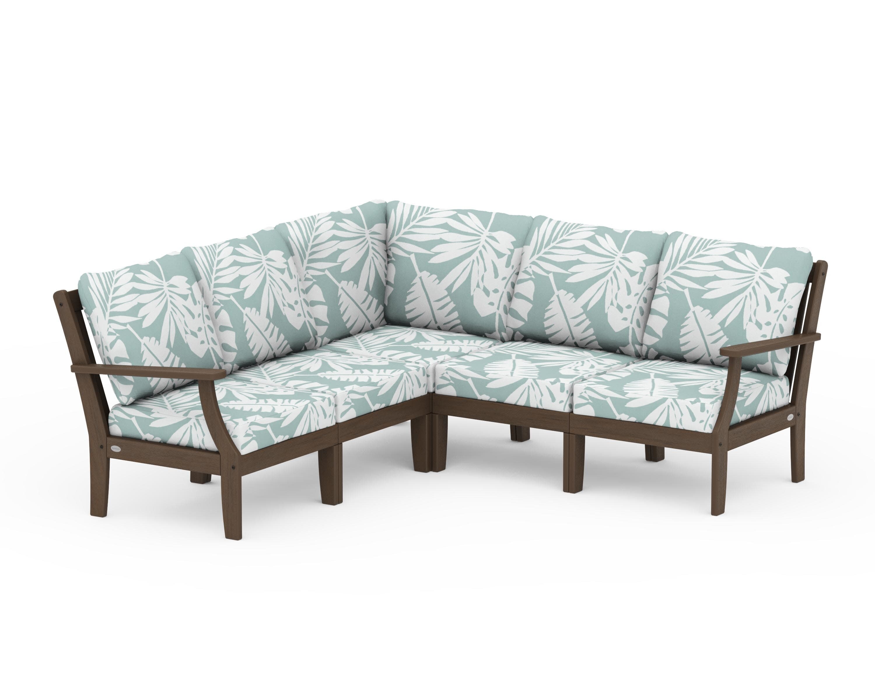 Braxton Modular 5-Piece Deep Seating Set in Kona / Leaf Glacier Spa