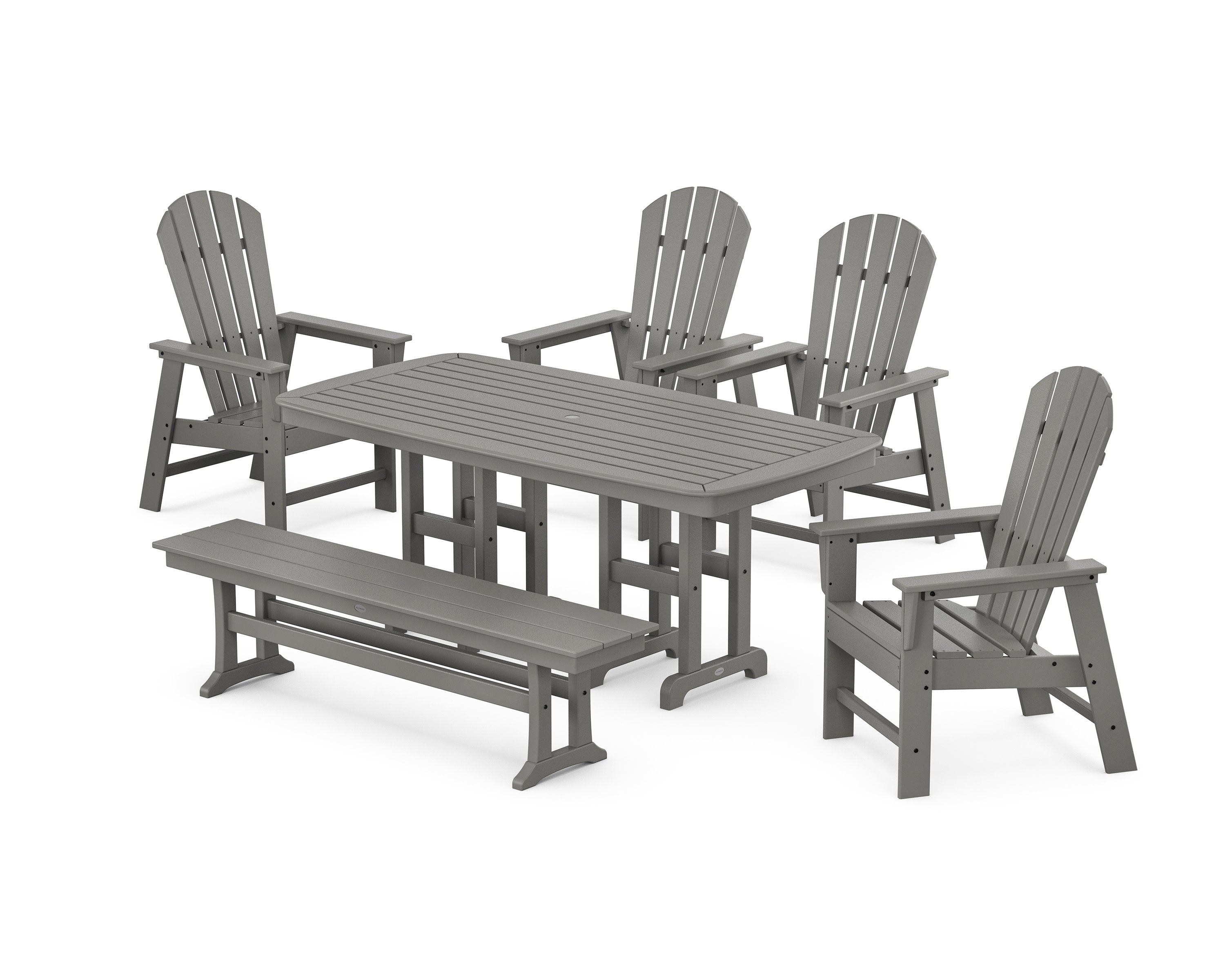 South Beach 6-Piece Dining Set with Bench in Slate Grey