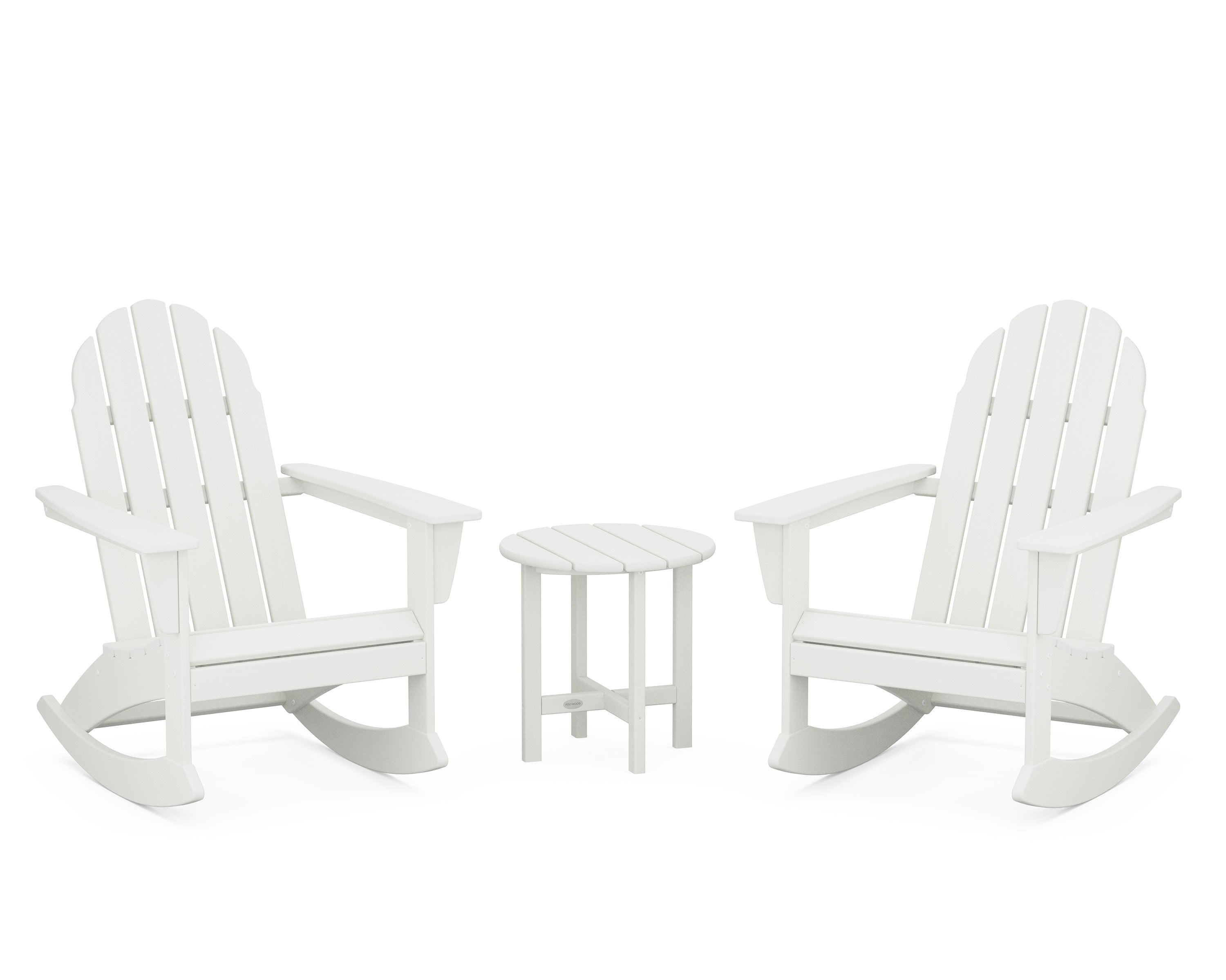 Vineyard 3-Piece Adirondack Rocking Chair Set in Vintage White