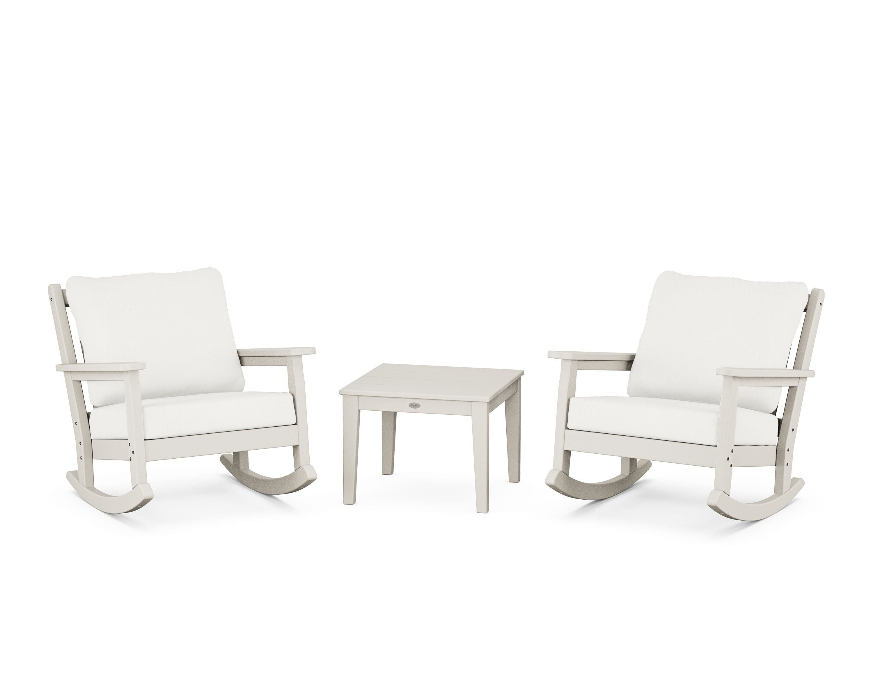 Chippendale 3-Piece Deep Seating Rocker Set in Sand / Natural Linen