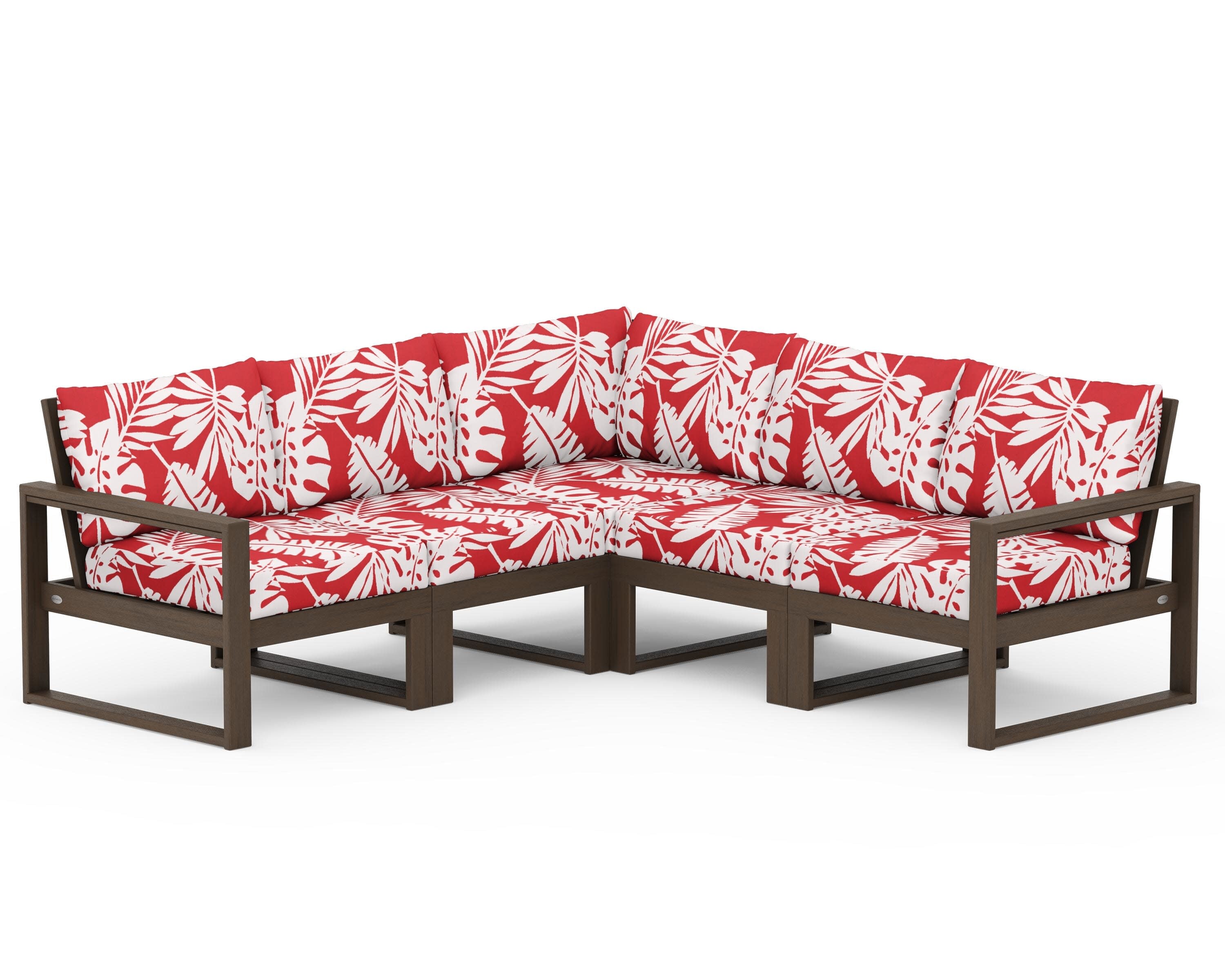 EDGE 5-Piece Modular Deep Seating Set in Kona / Leaf Crimson