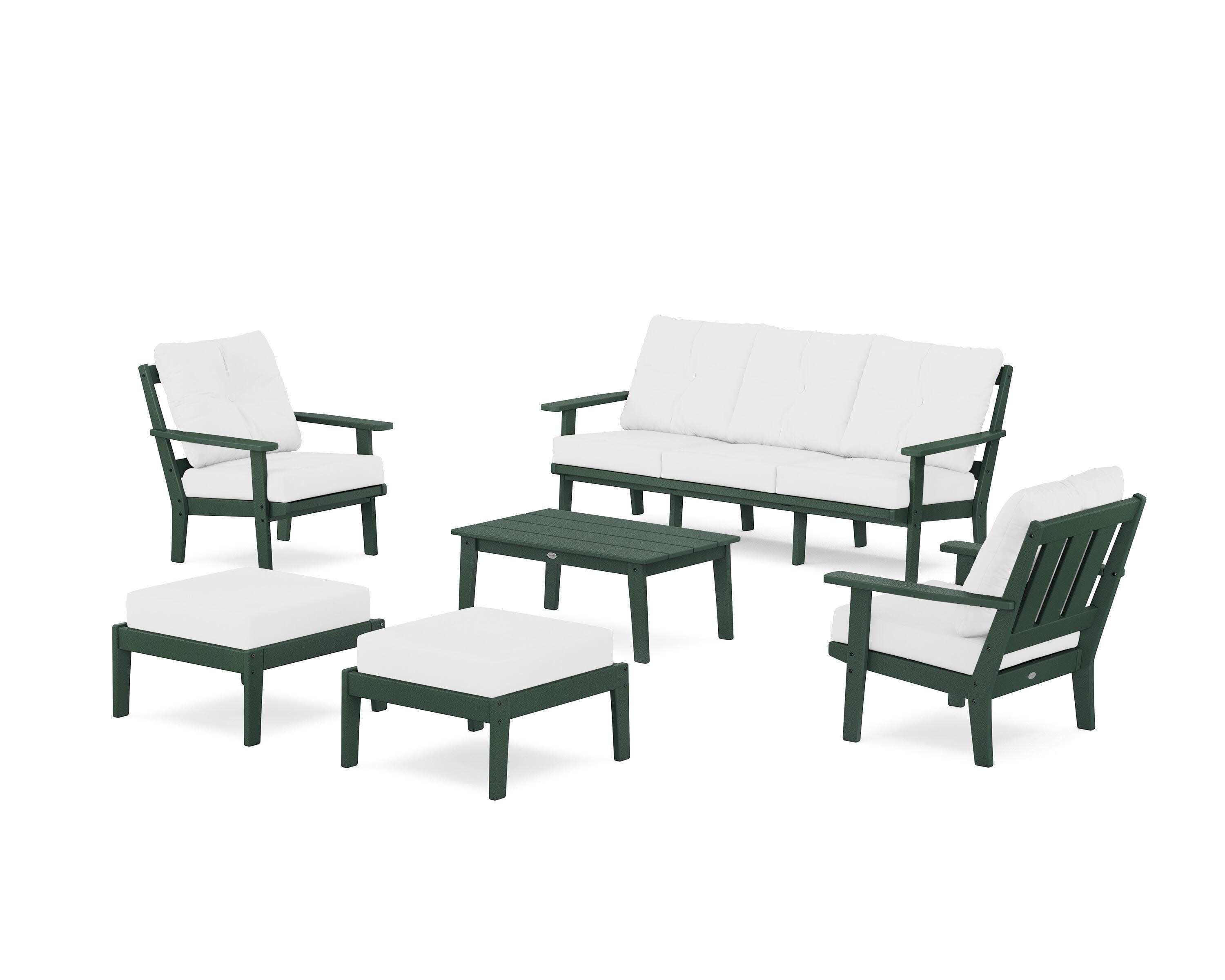 Oxford 6-Piece Lounge Sofa Set in Green / Natural