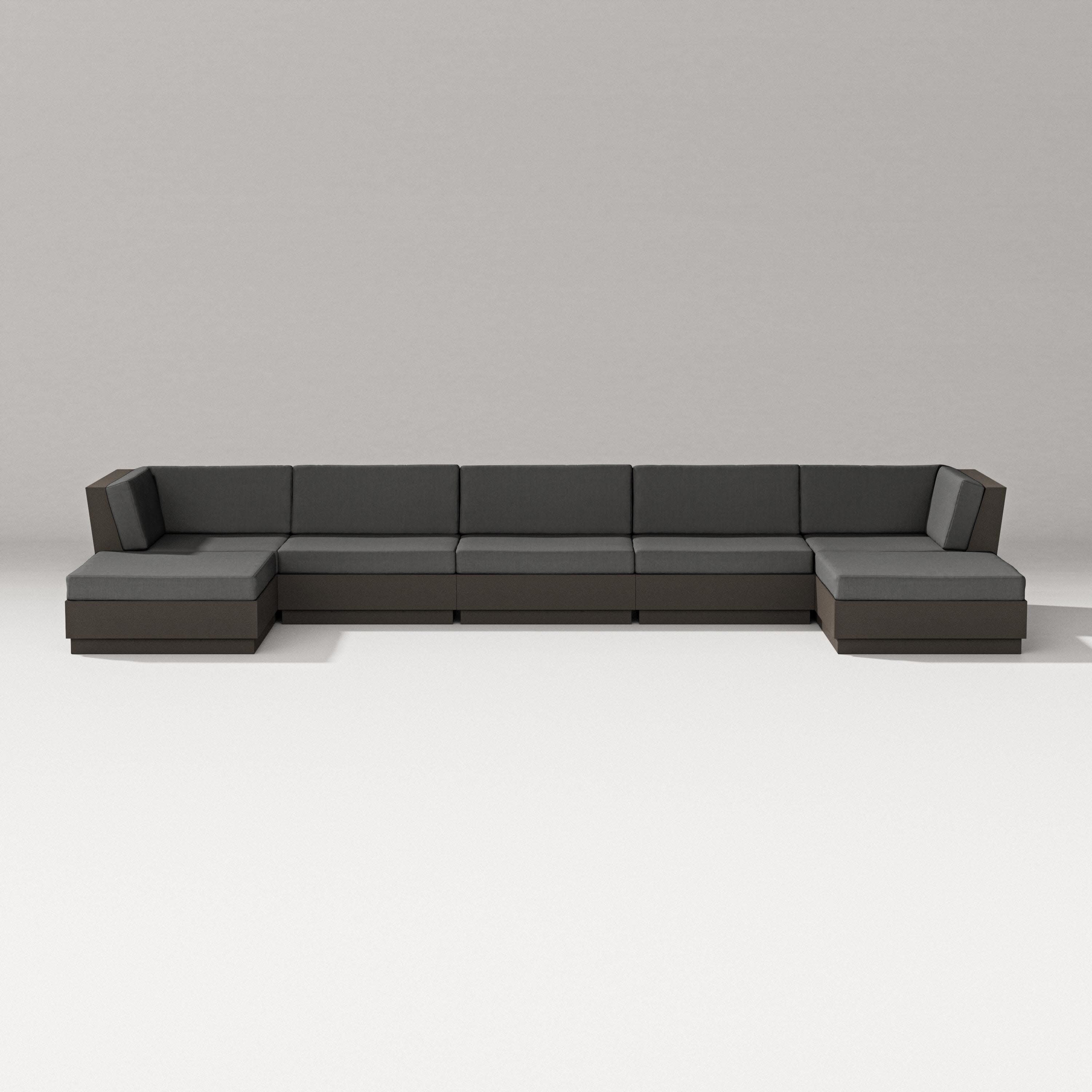 Elevate 7-Piece Double Chaise Sectional in Vintage Coffee / Spectrum Carbon