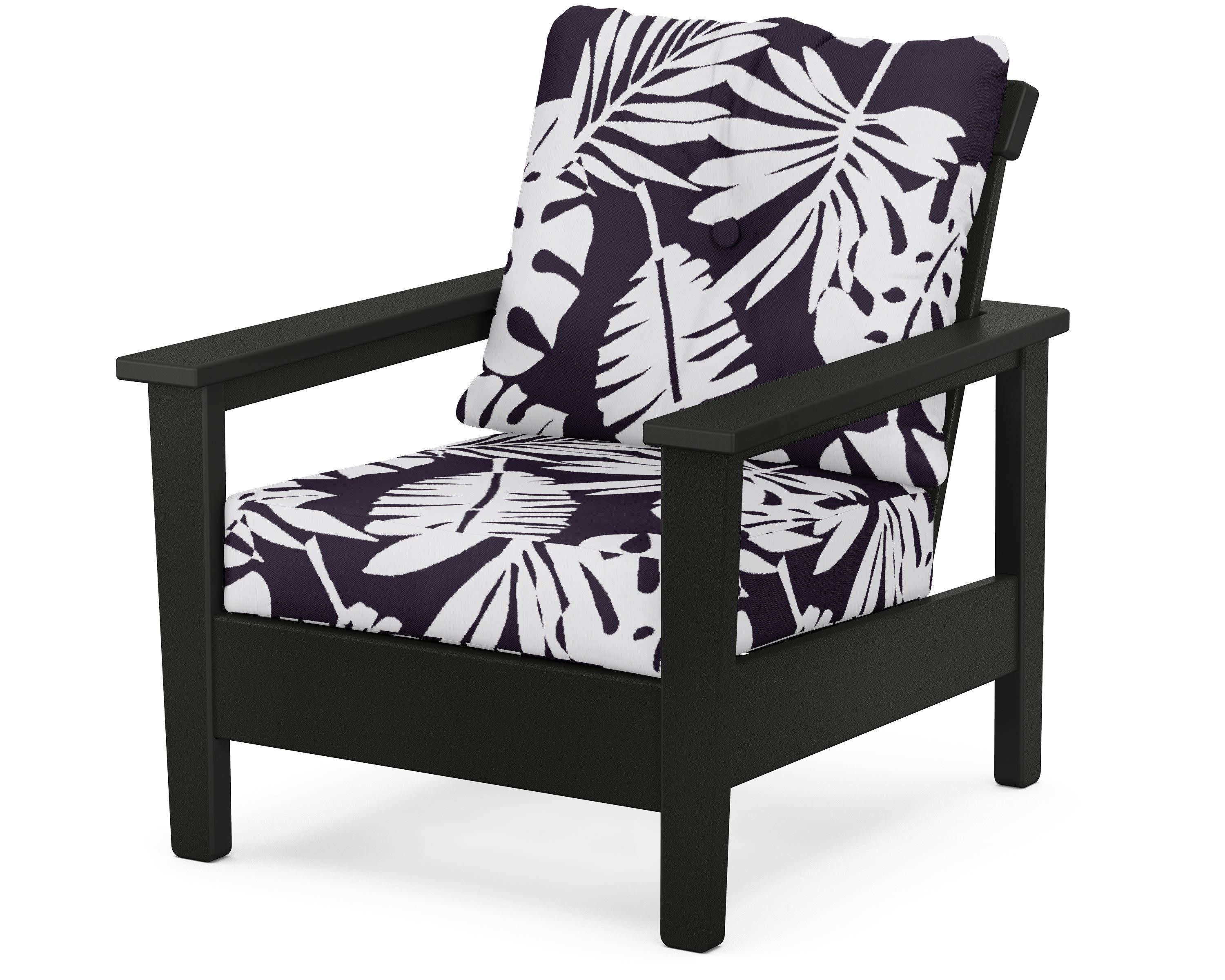 Prescott Deep Seating Chair in Black / Leaf Navy