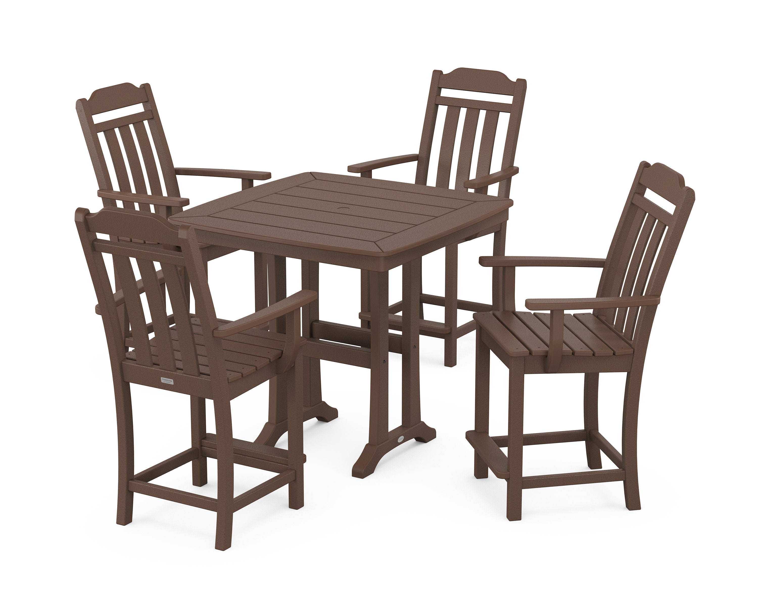 Cottage 5-Piece Counter Set with Trestle Legs in Mahogany