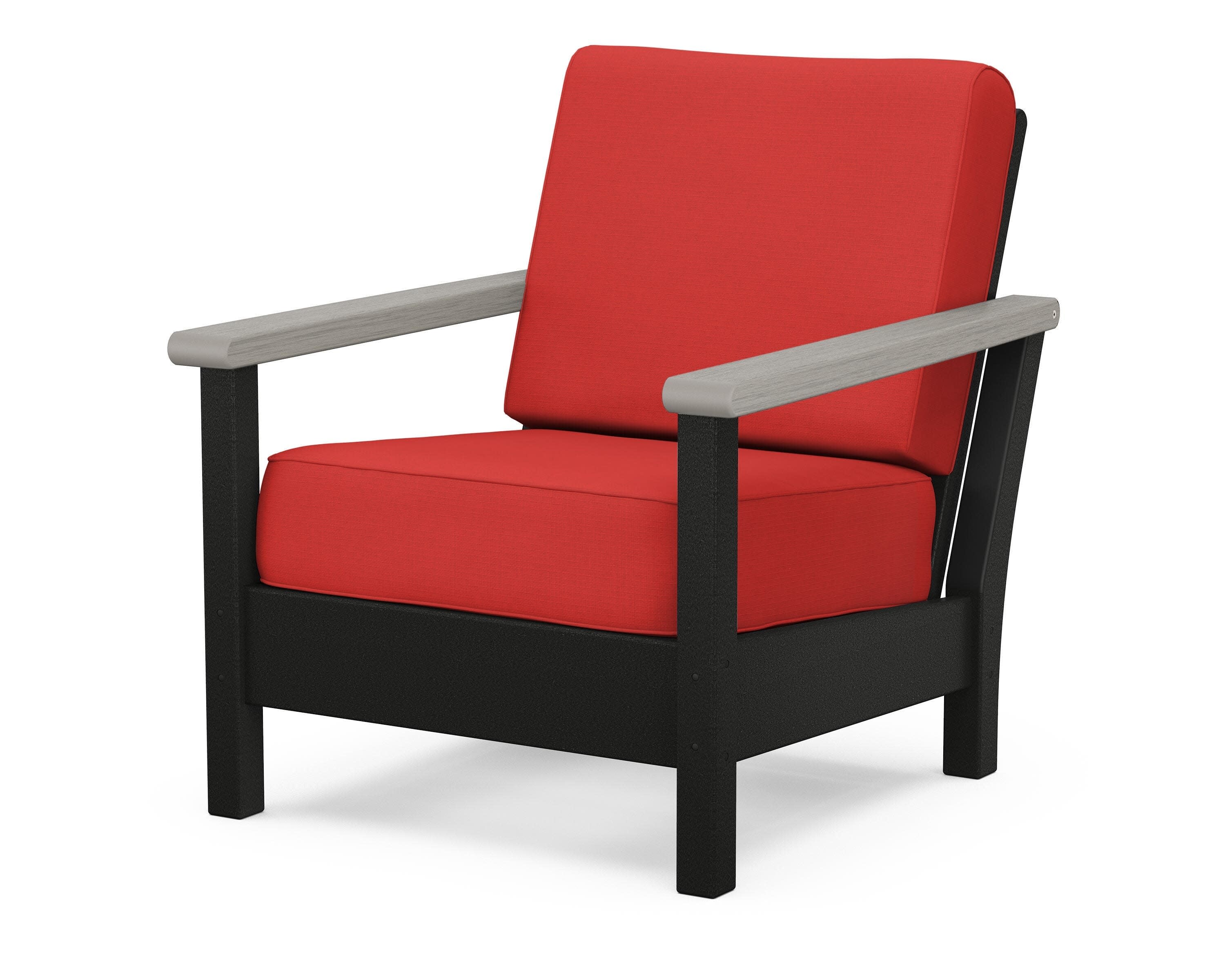 Harbour Deep Seating Chair in Black / Driftwood / Crimson Linen