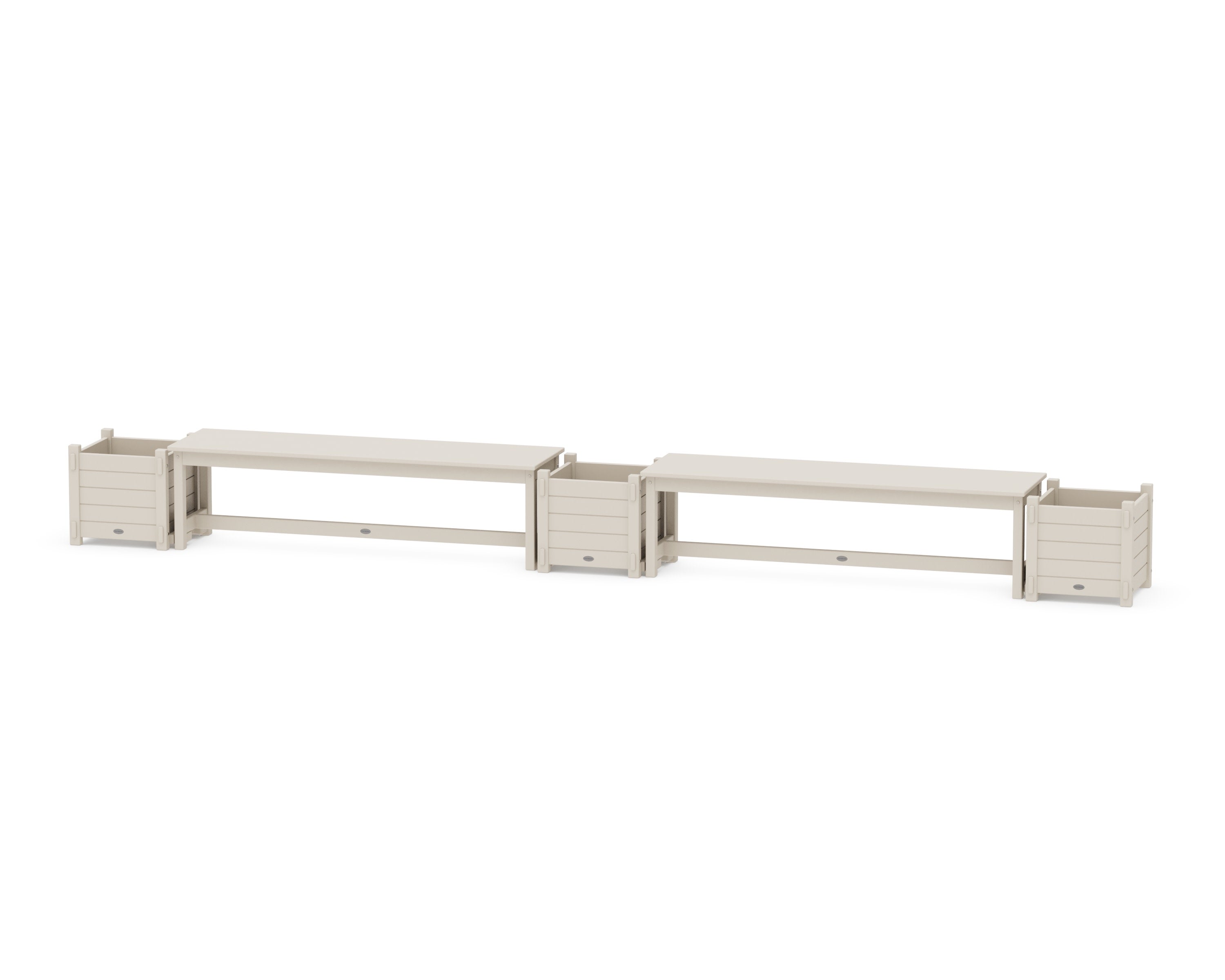 60" Nautical Straight Double Planter Bench Set in Sand