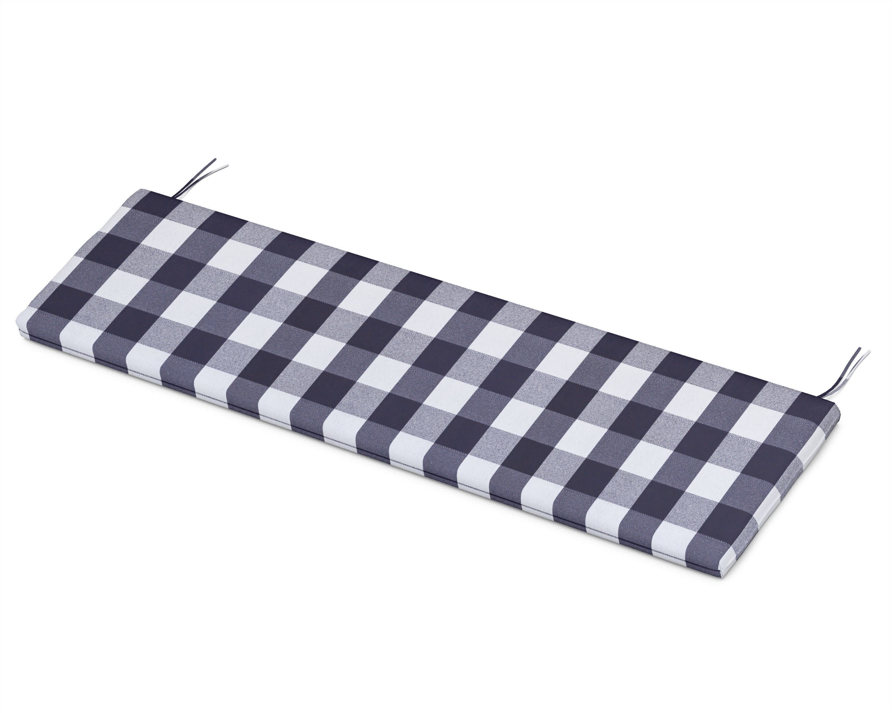 Bench Seat Cushion - 17.25"D x 56.5"W x 2.5"H in Buffalo Plaid Navy