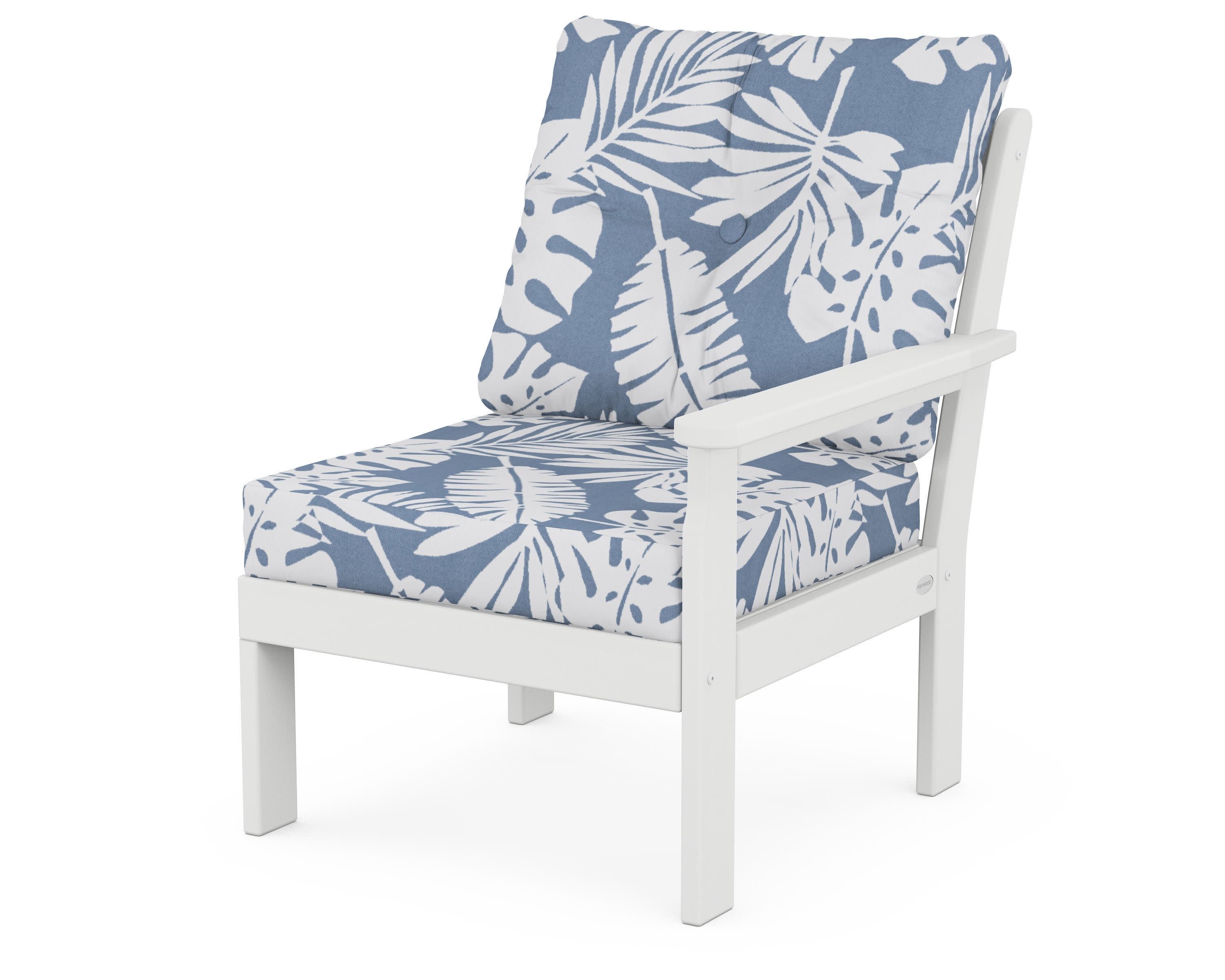Vineyard Modular Right Arm Chair in White / Leaf Sky Blue