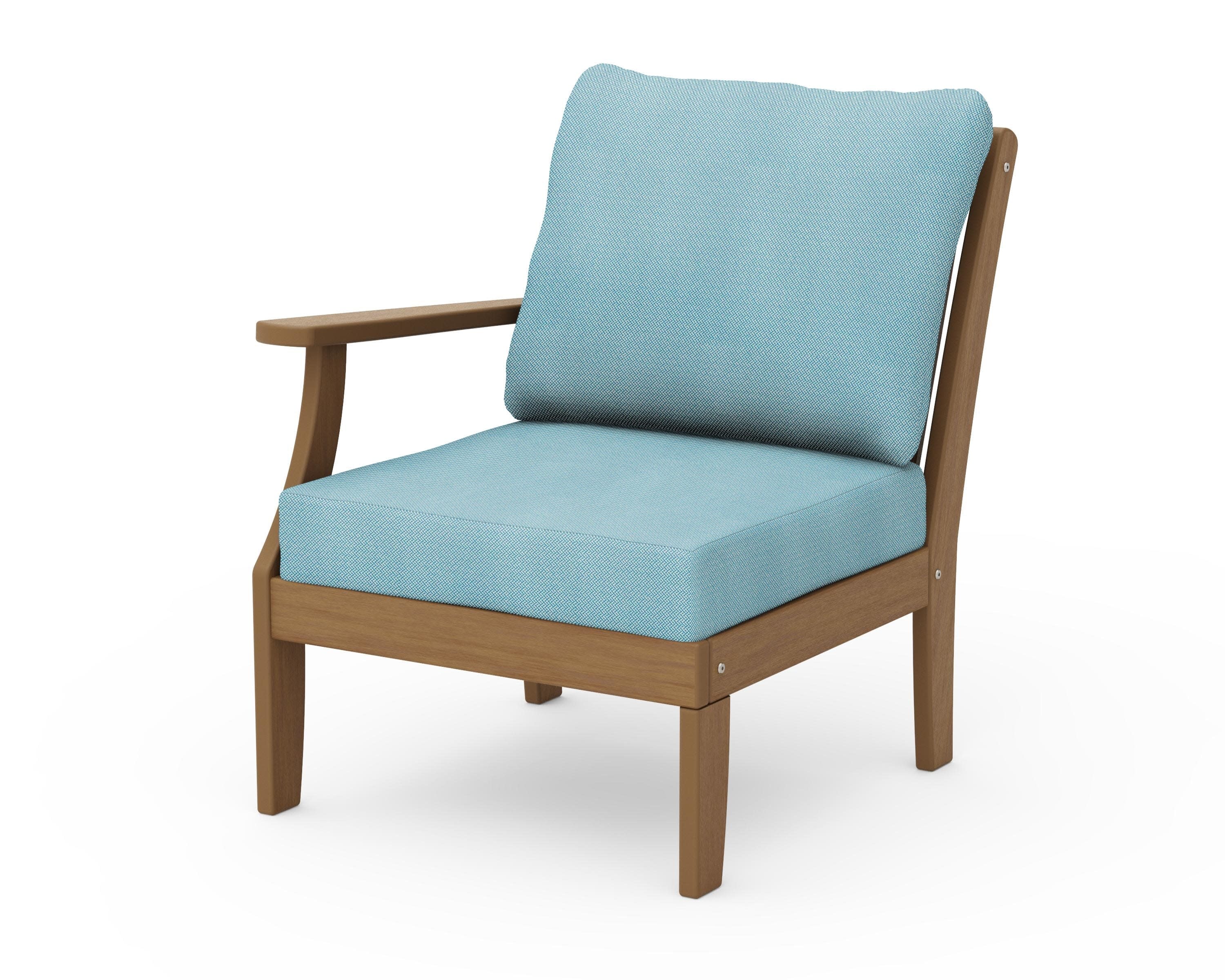 Braxton Modular Left Arm Chair in Natural / Lattice Sky Blue
