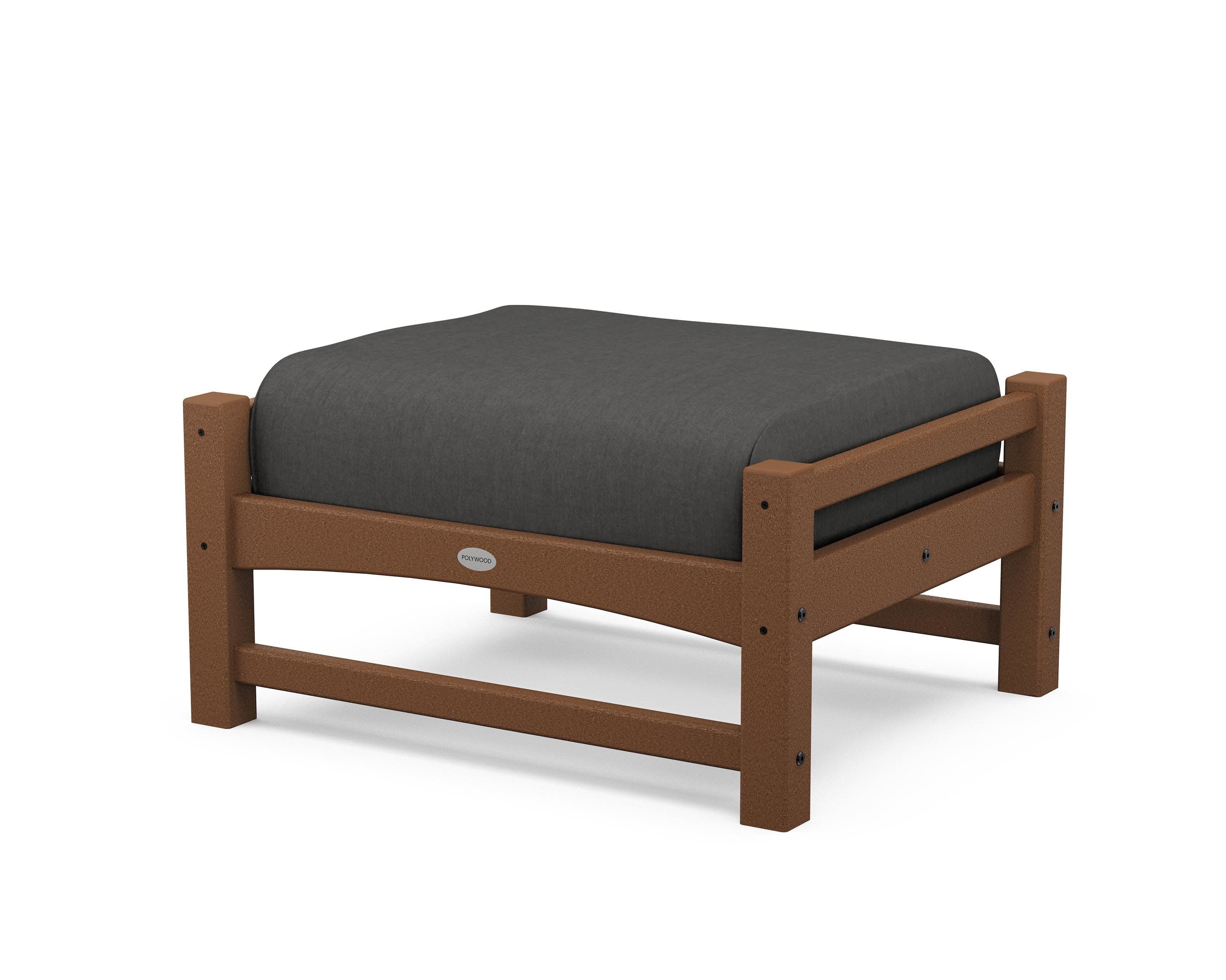 Club Ottoman in Teak / Spectrum Carbon