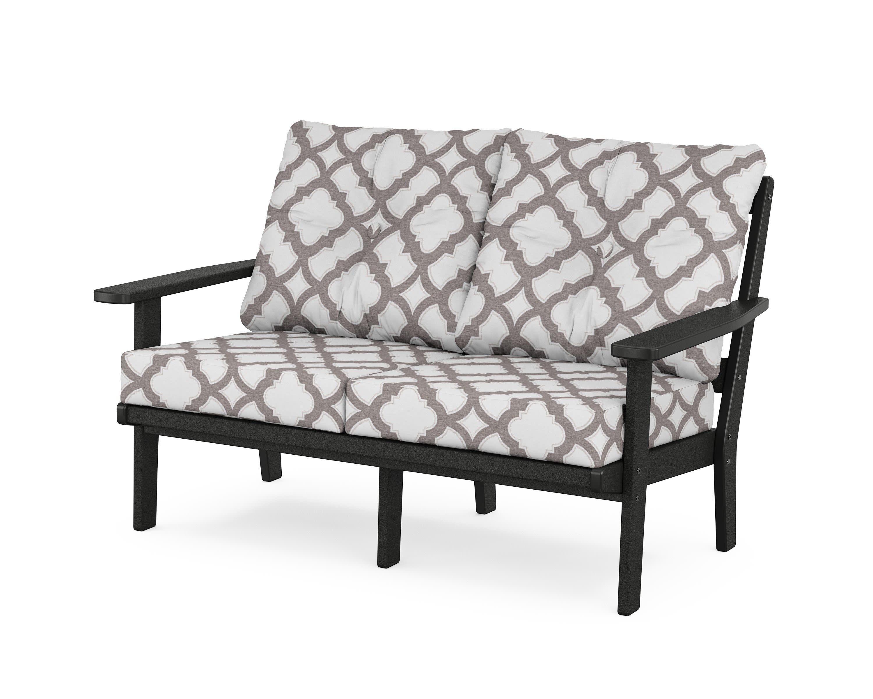 Oxford Deep SeatingLoveseat in Black / Trellis Grey Mist