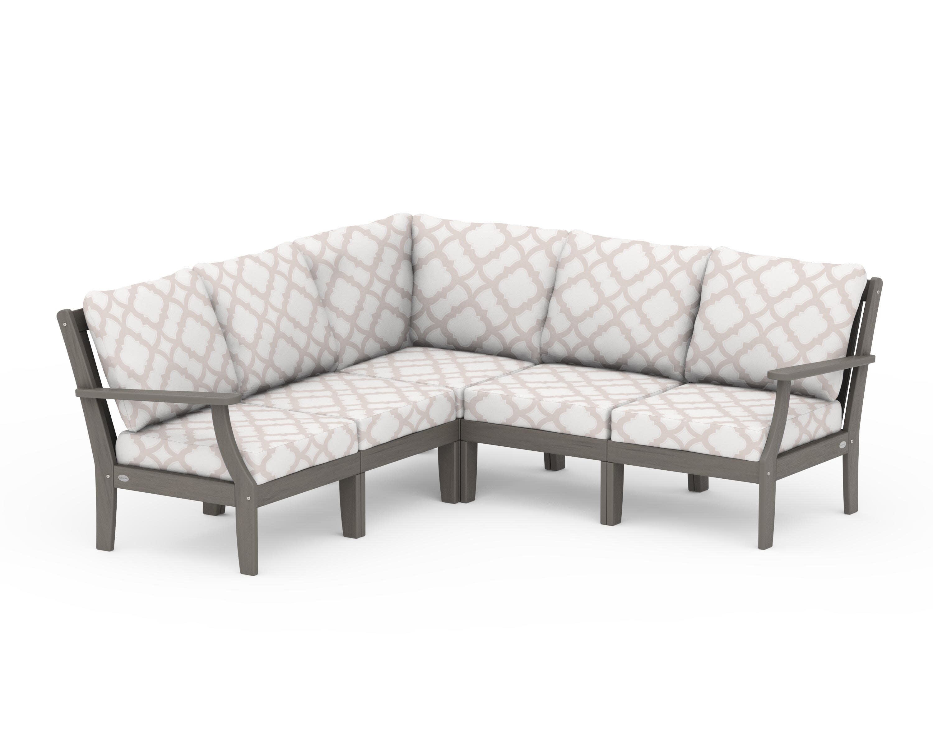 Braxton Modular 5-Piece Deep Seating Set in Driftwood / Trellis Dune Burlap