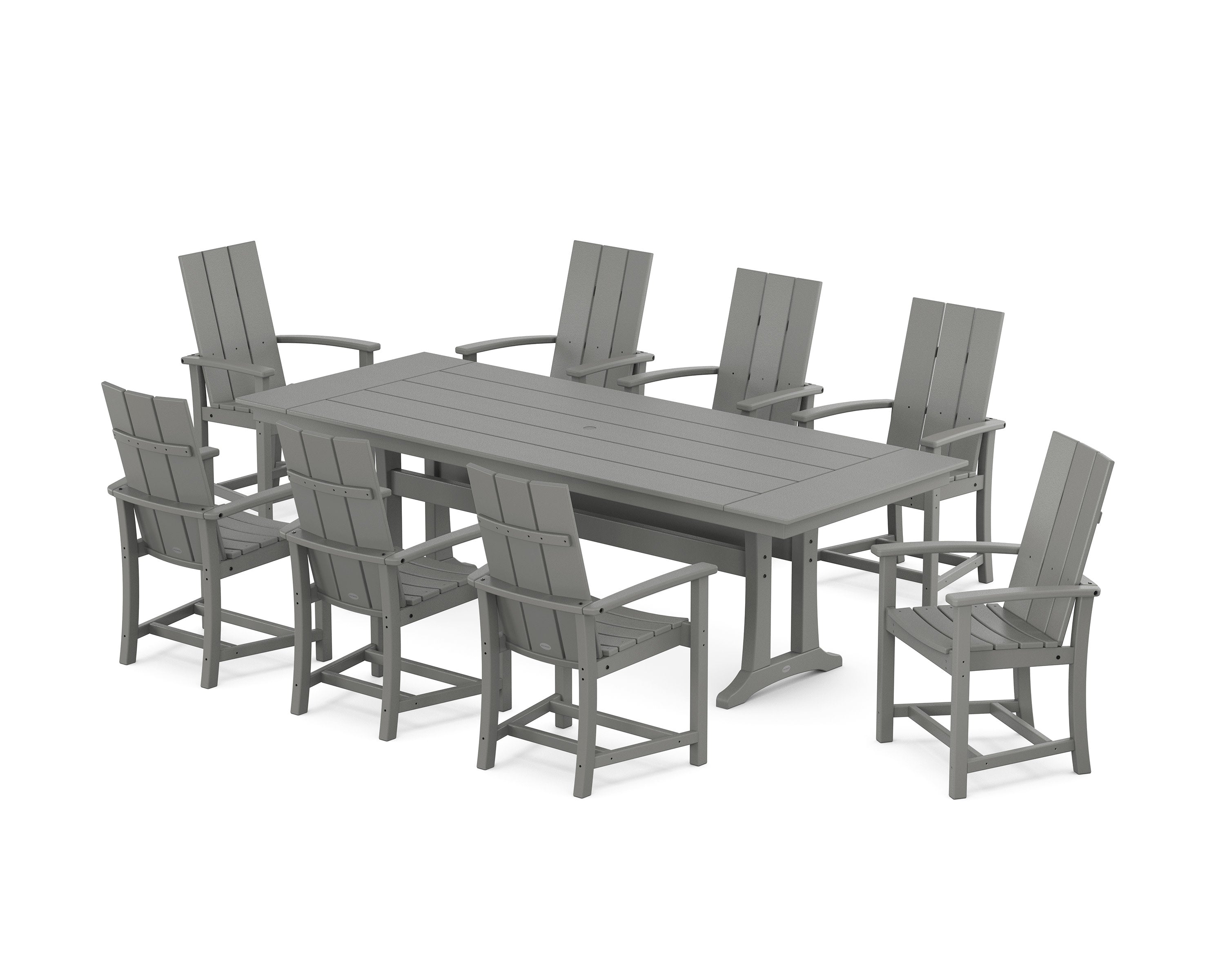 Modern Adirondack 9-Piece Farmhouse Dining Set with Trestle Legs in Slate Grey