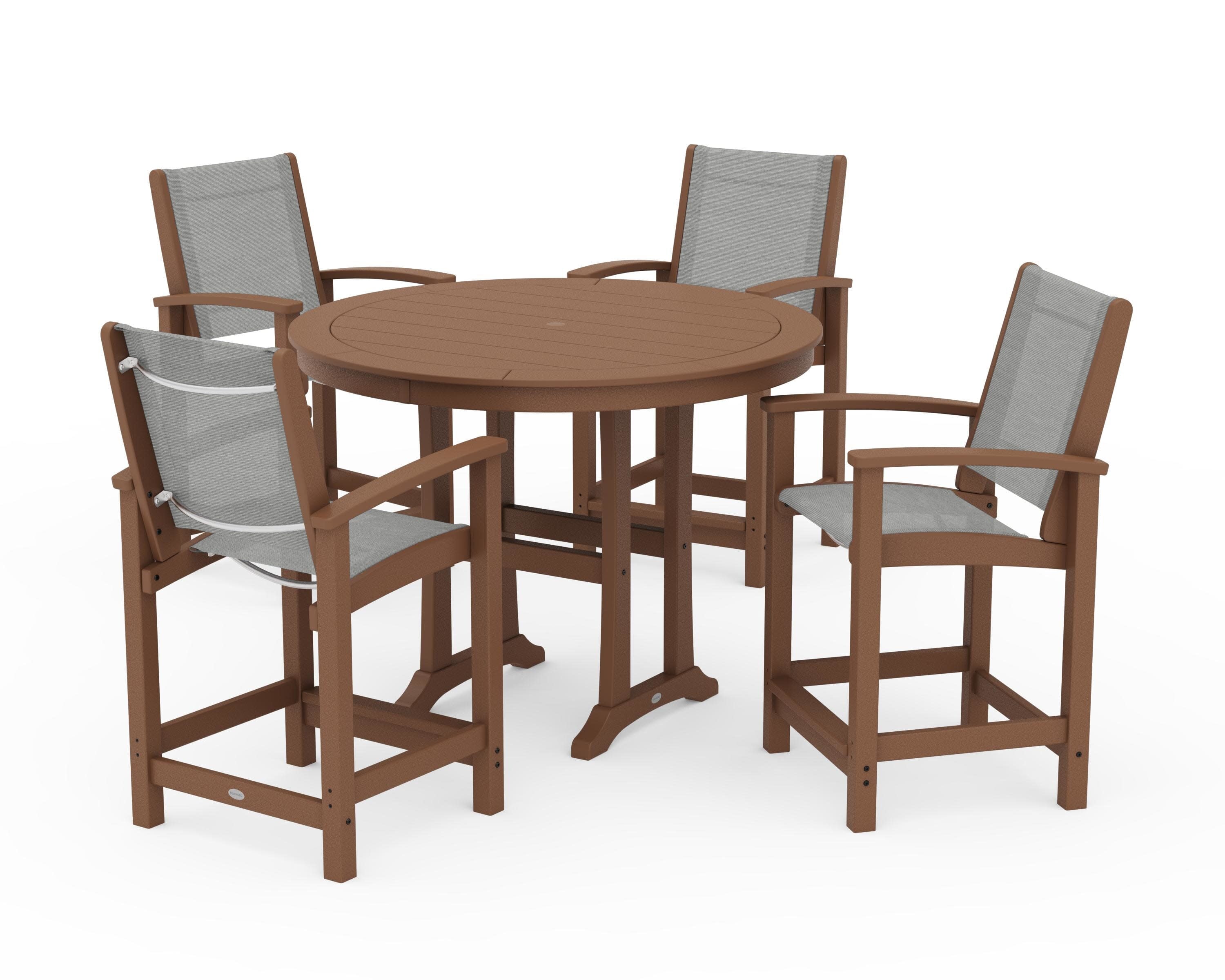 Coastal 5-Piece Counter Set in Teak / Metallic Sling
