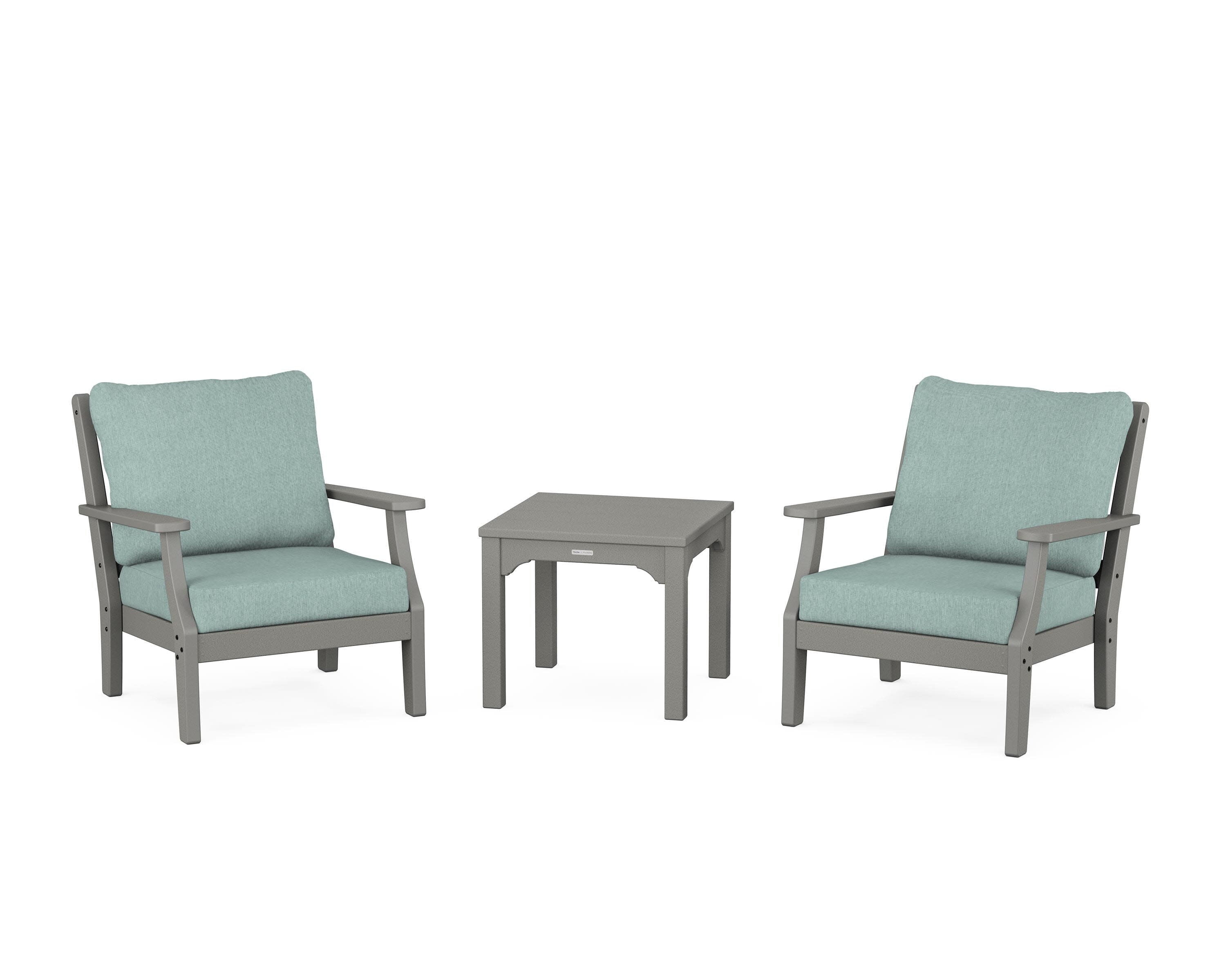 Chinoiserie 3-Piece Deep Seating Set in Slate Grey / Glacier Spa