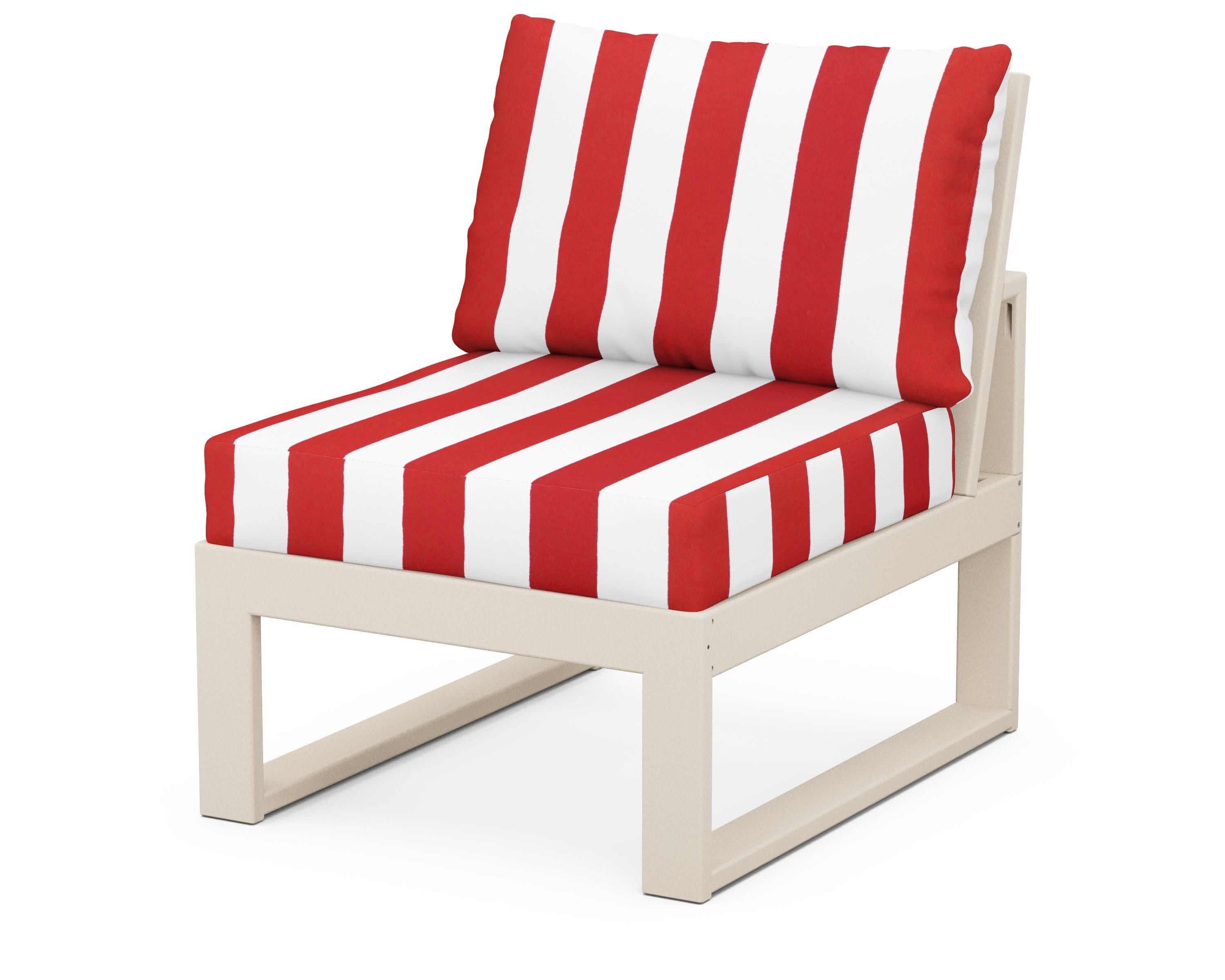 Modular Armless Chair in Sand / Cabana Stripe Crimson