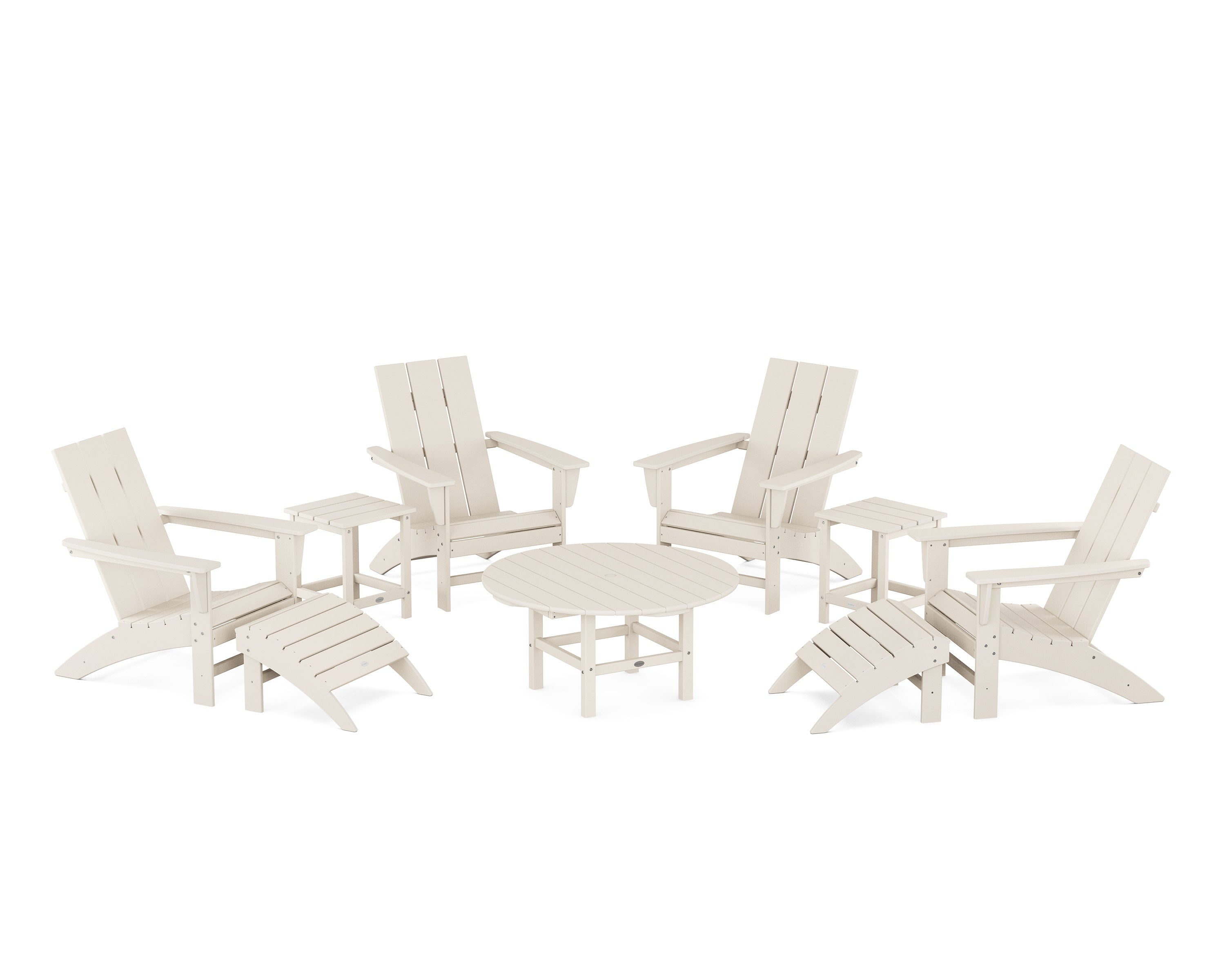 Modern Adirondack Chair 9-Piece Conversation Set in Sand