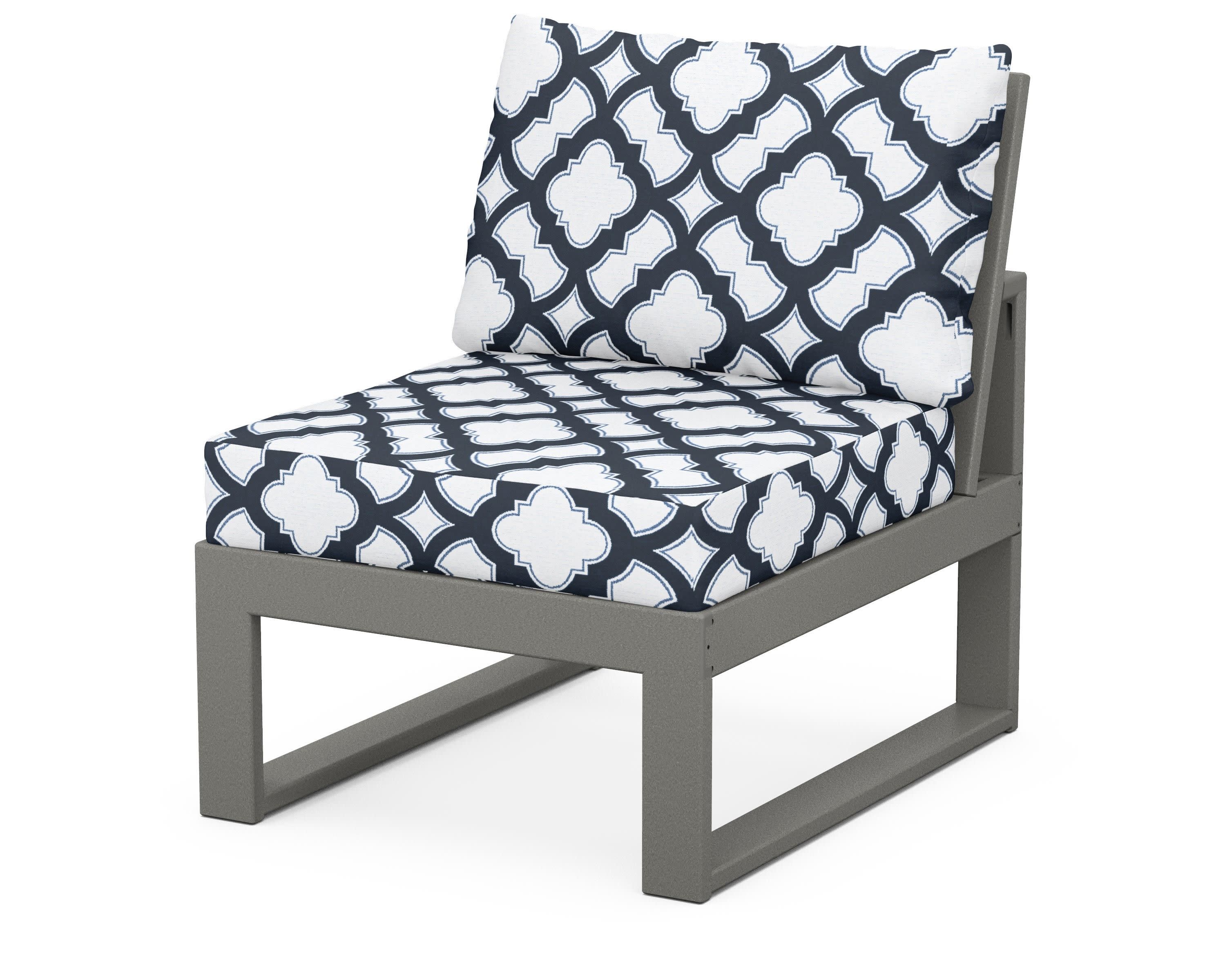 Modular Armless Chair in Slate Grey / Trellis Marine Indigo