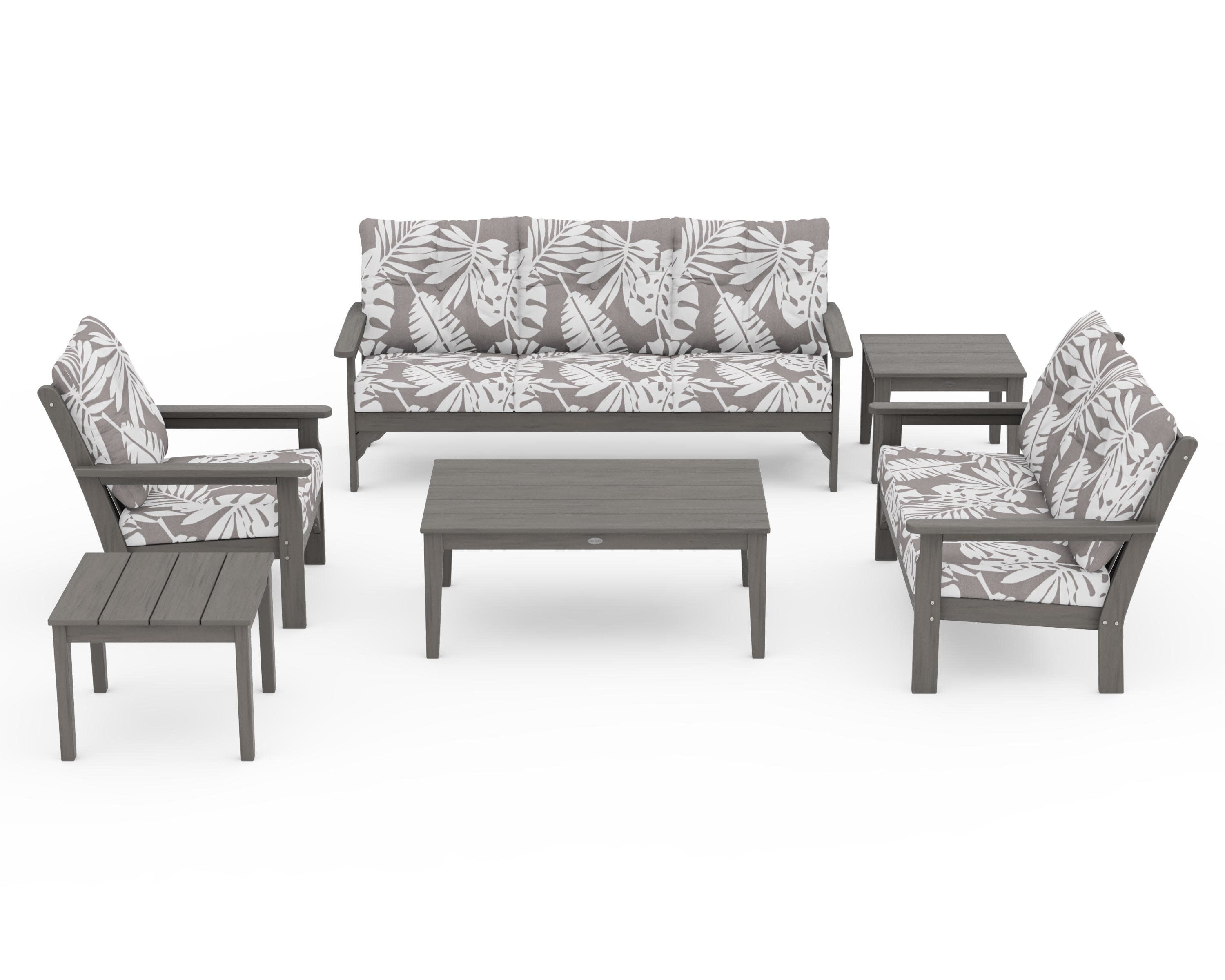 Vineyard 6-Piece Deep Seating Set in Driftwood / Leaf Grey Mist