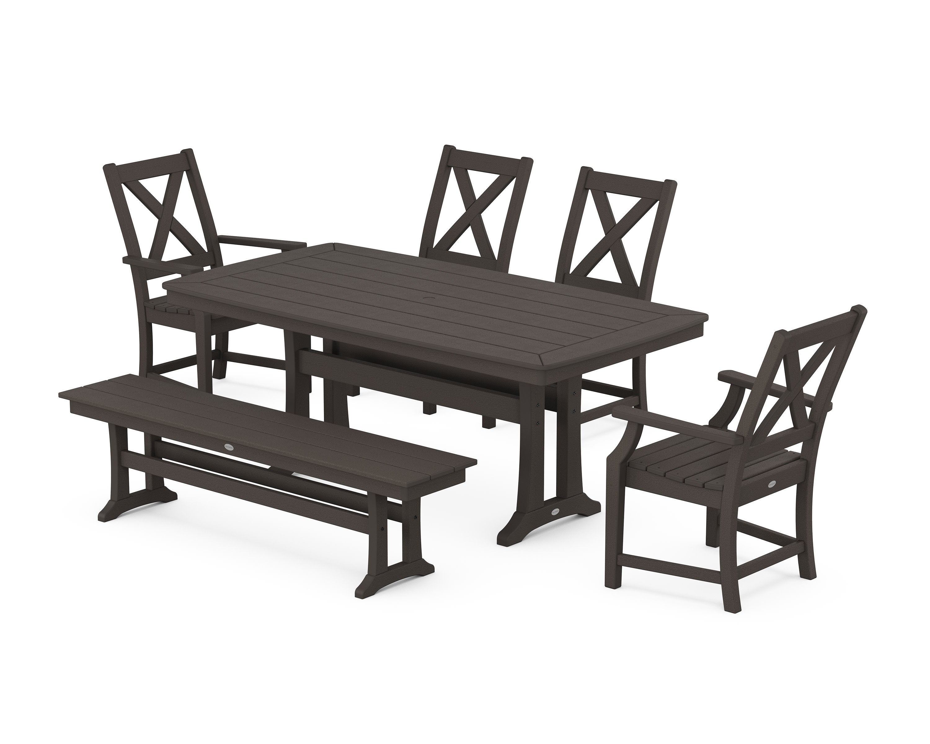 Braxton 6-Piece Dining Set with Trestle Legs in Vintage Coffee