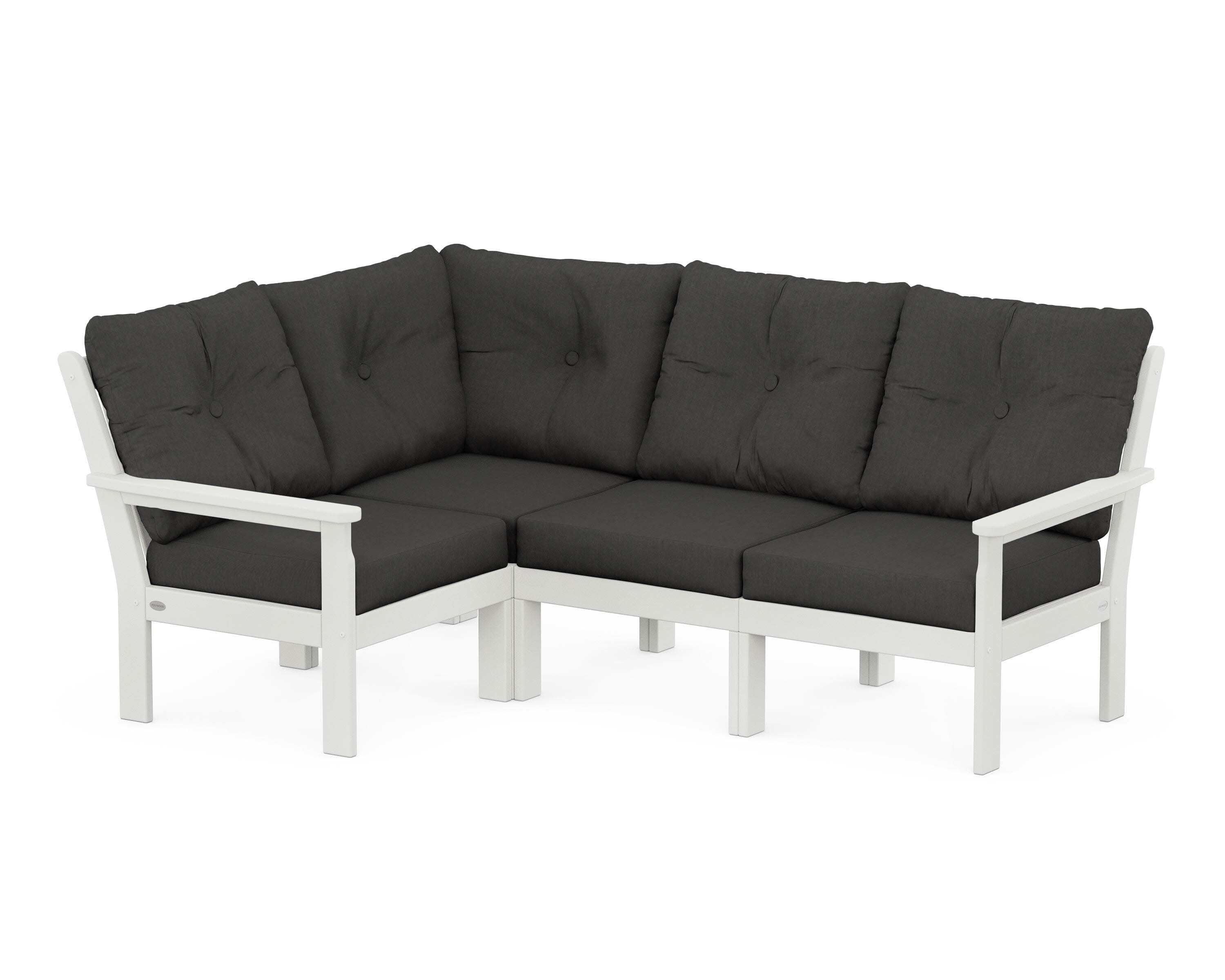 Vineyard 4-Piece Sectional in Vintage White / Spectrum Carbon